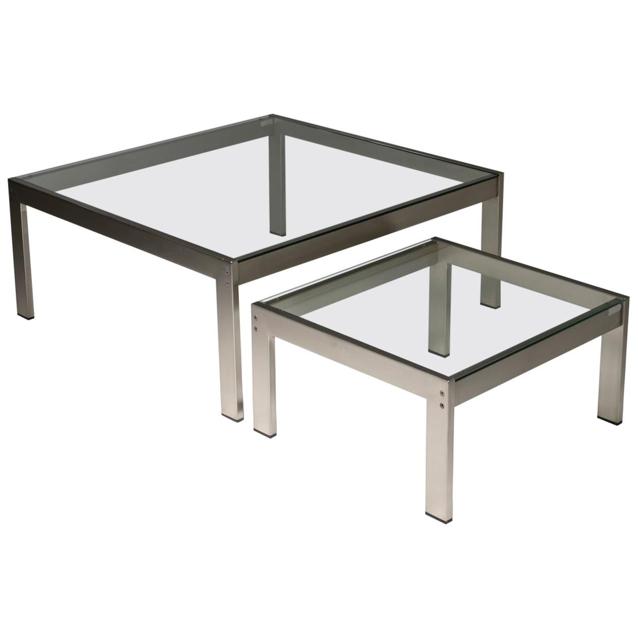 Set of Two "Tau" Steel Tables by Gae Aulenti for La Rinascente