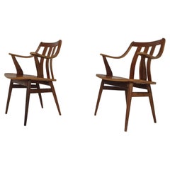 Vintage Set of Two Teak Arm Chairs, the Netherlands 1960's