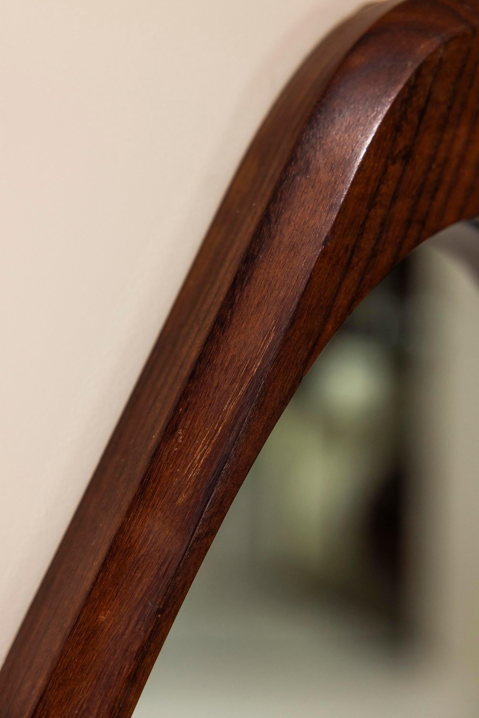 Set of Two Teak Oval-shaped Mirrors, Italy 1970s 7