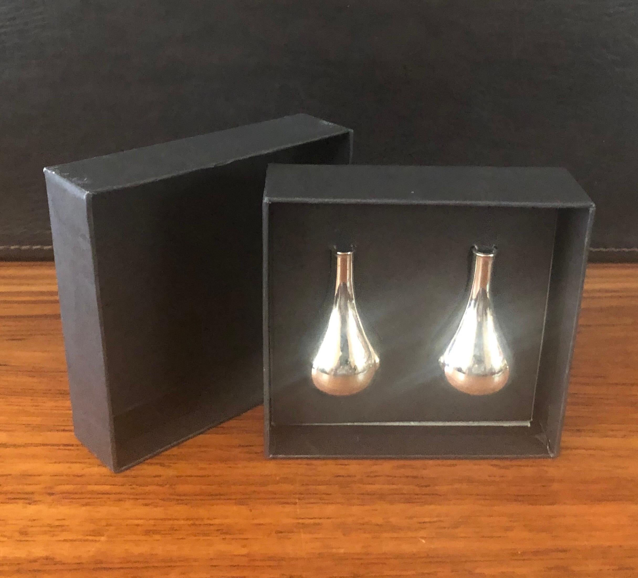Set of Two Tear Drop Candleholders in Box by Jens Quistgaard for Dansk In Good Condition For Sale In San Diego, CA