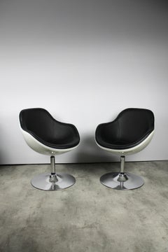 Ensemble de deux fauteuils Tequila en cuir blanc époxy de l'ère spatiale