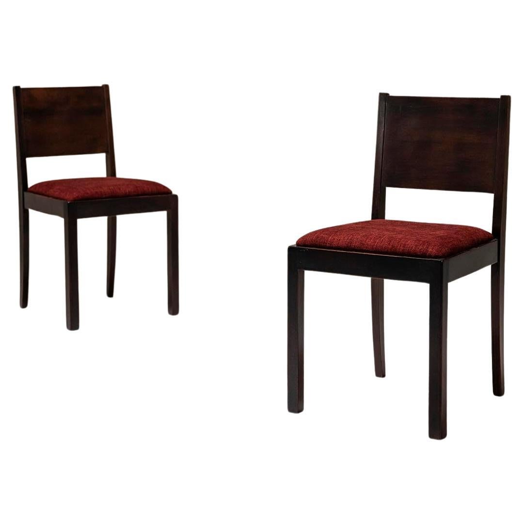 Set Of Two The Hague School Side Chairs In Mahogany, Netherlands 1930's
