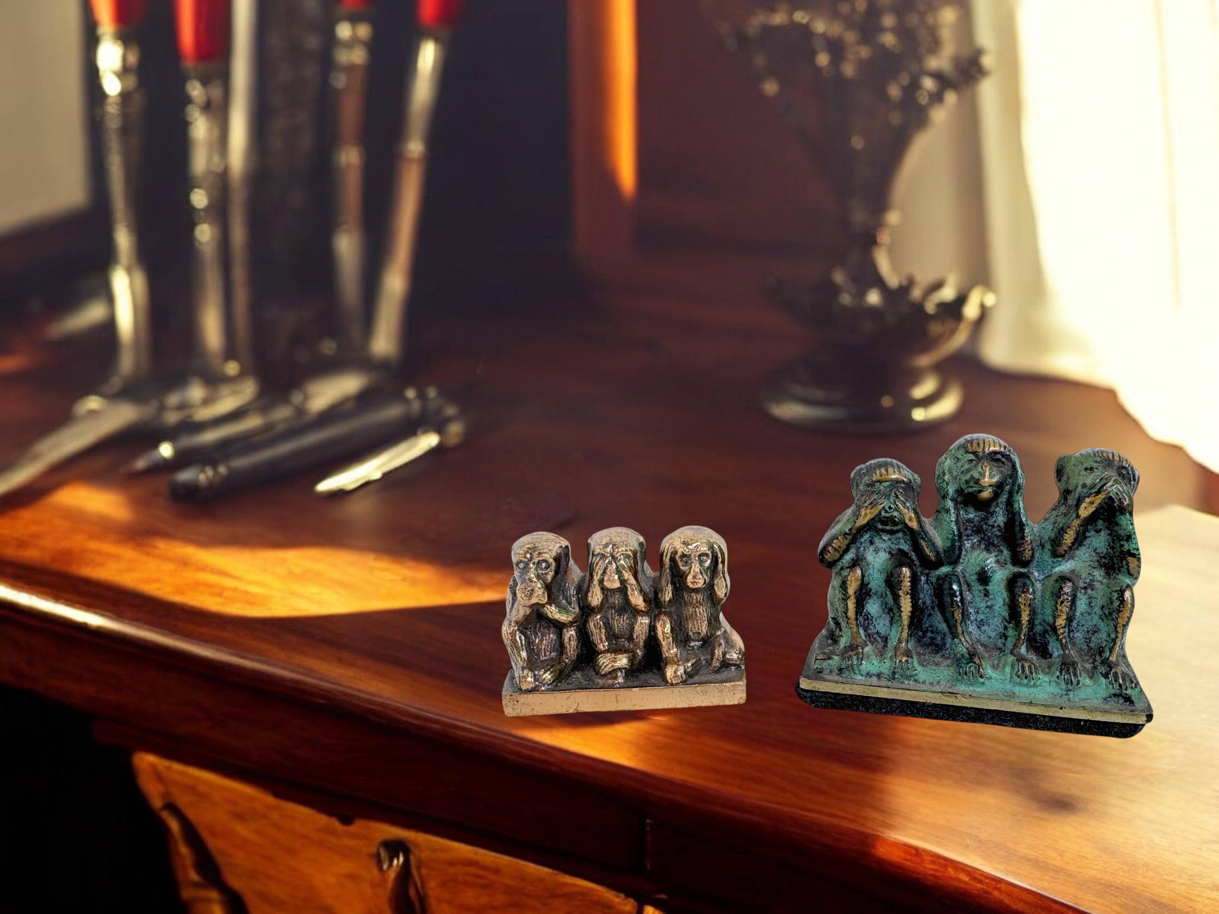 Metallo Set di due scimmie in miniatura 