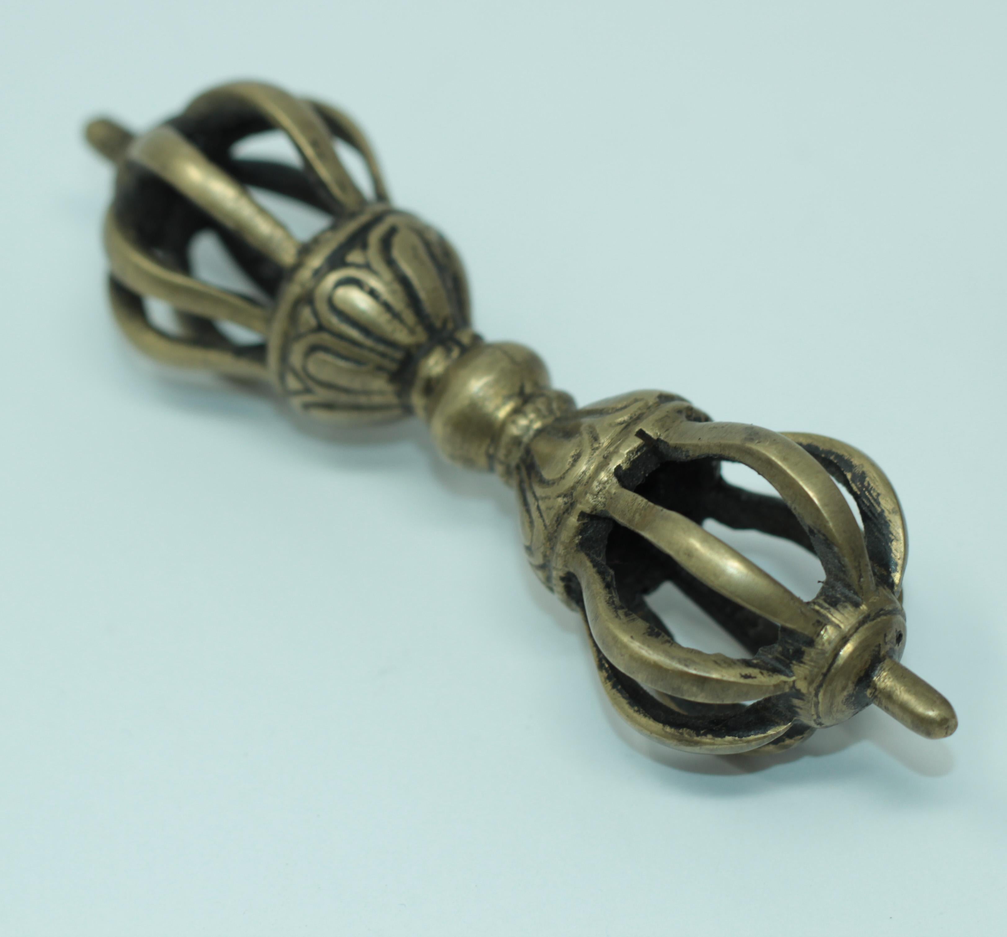 Set of Two Tibetan Buddhist Gilded Cast Bronze Vajra 2