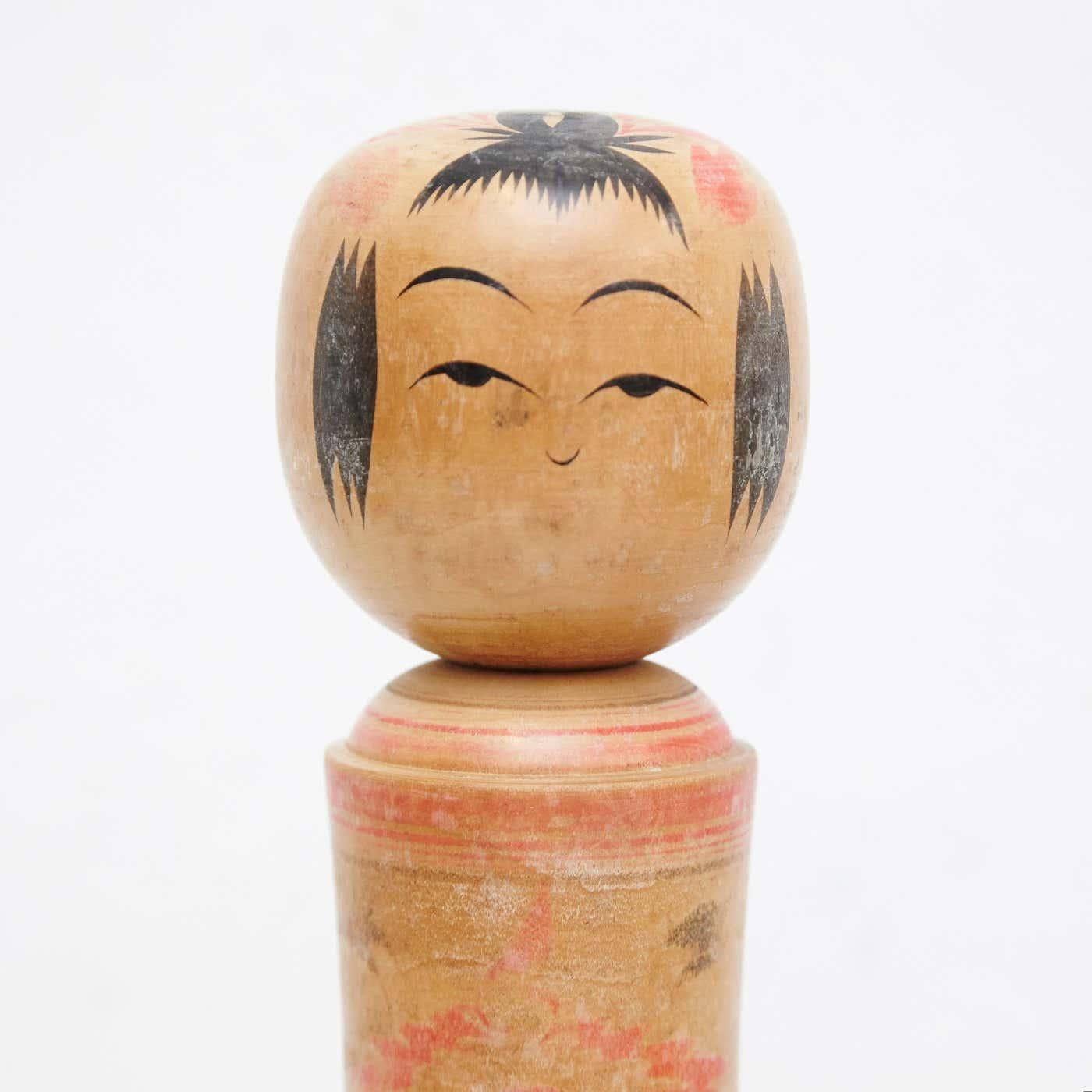 Wood Set of Two Traditional Japanese Kokeshi Dolls, circa 1930 For Sale