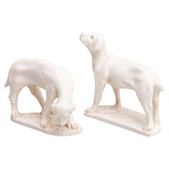 Retro Set of Two Traditional Plaster Figures of a Dog, circa 1950