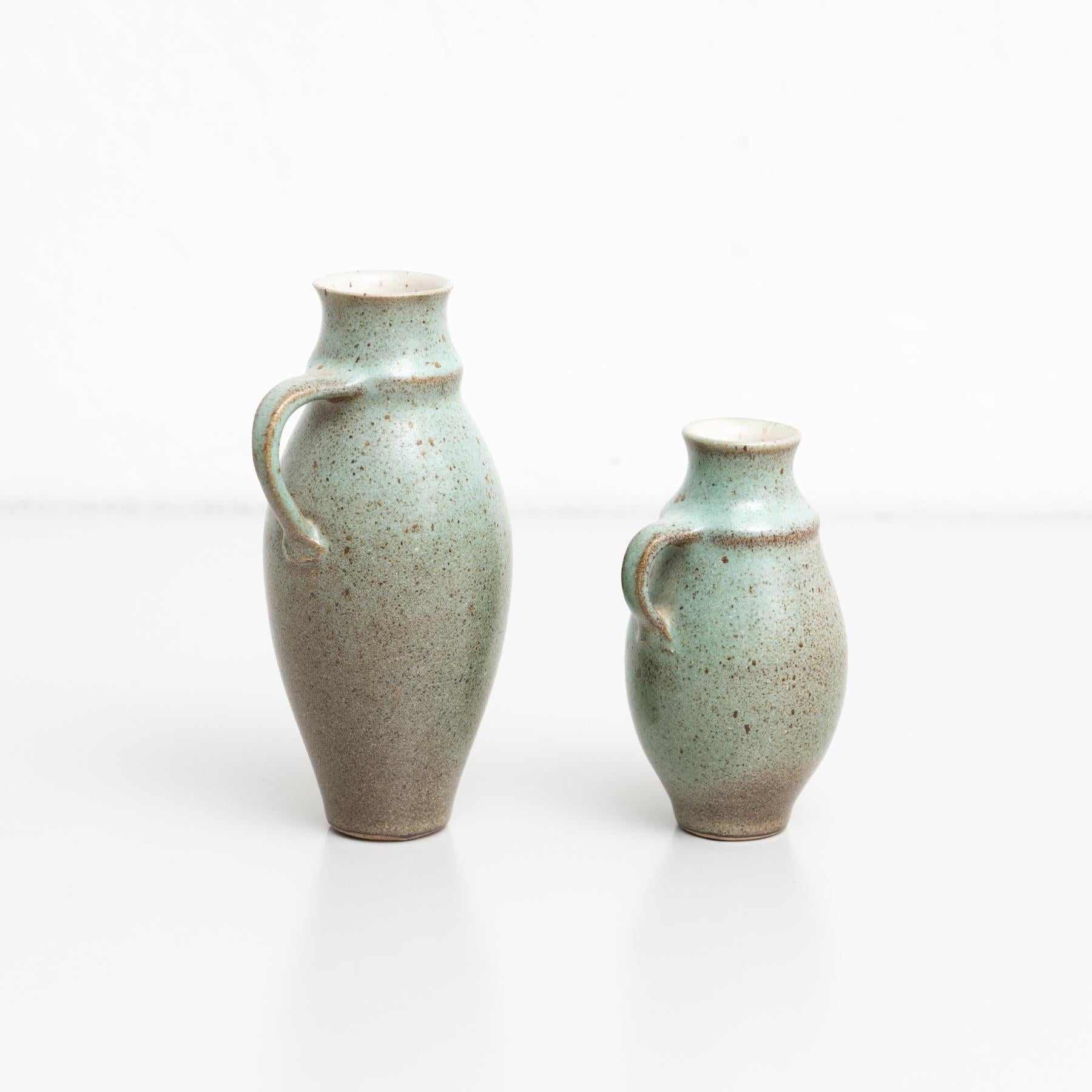 Set of Two Traditional Spanish Vintage Ceramic Vases, circa 1950 1