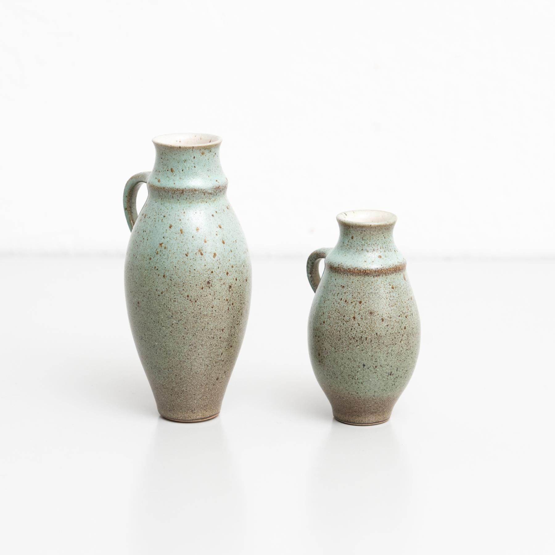 Set of Two Traditional Spanish Vintage Ceramic Vases, circa 1950 2