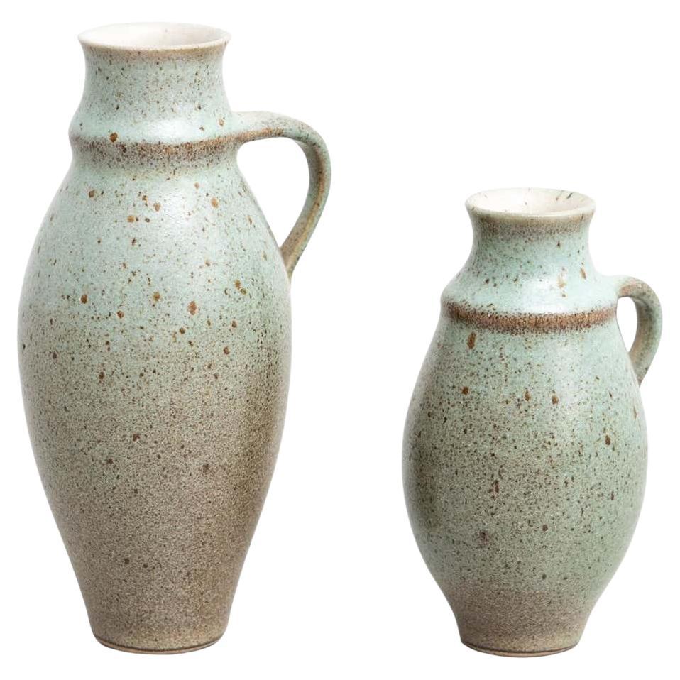 Set of Two Traditional Spanish Vintage Ceramic Vases, circa 1950 For Sale