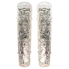 Set of Two Transparent Hammered Glass Wall Sconces