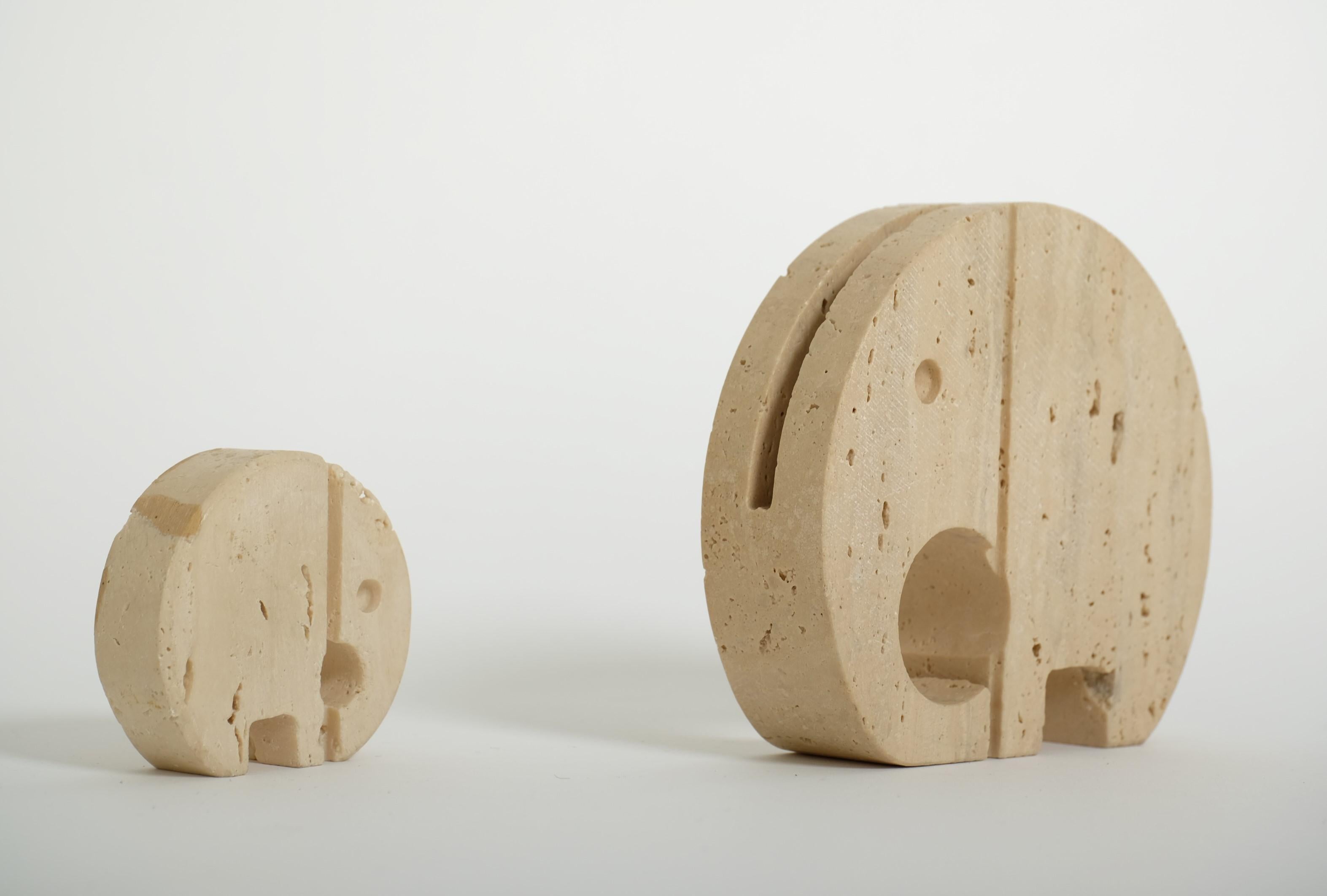 Set Of Two Travertine Elephant Sculptures Desk Organizer by Fratelli Mannelli im Angebot 4