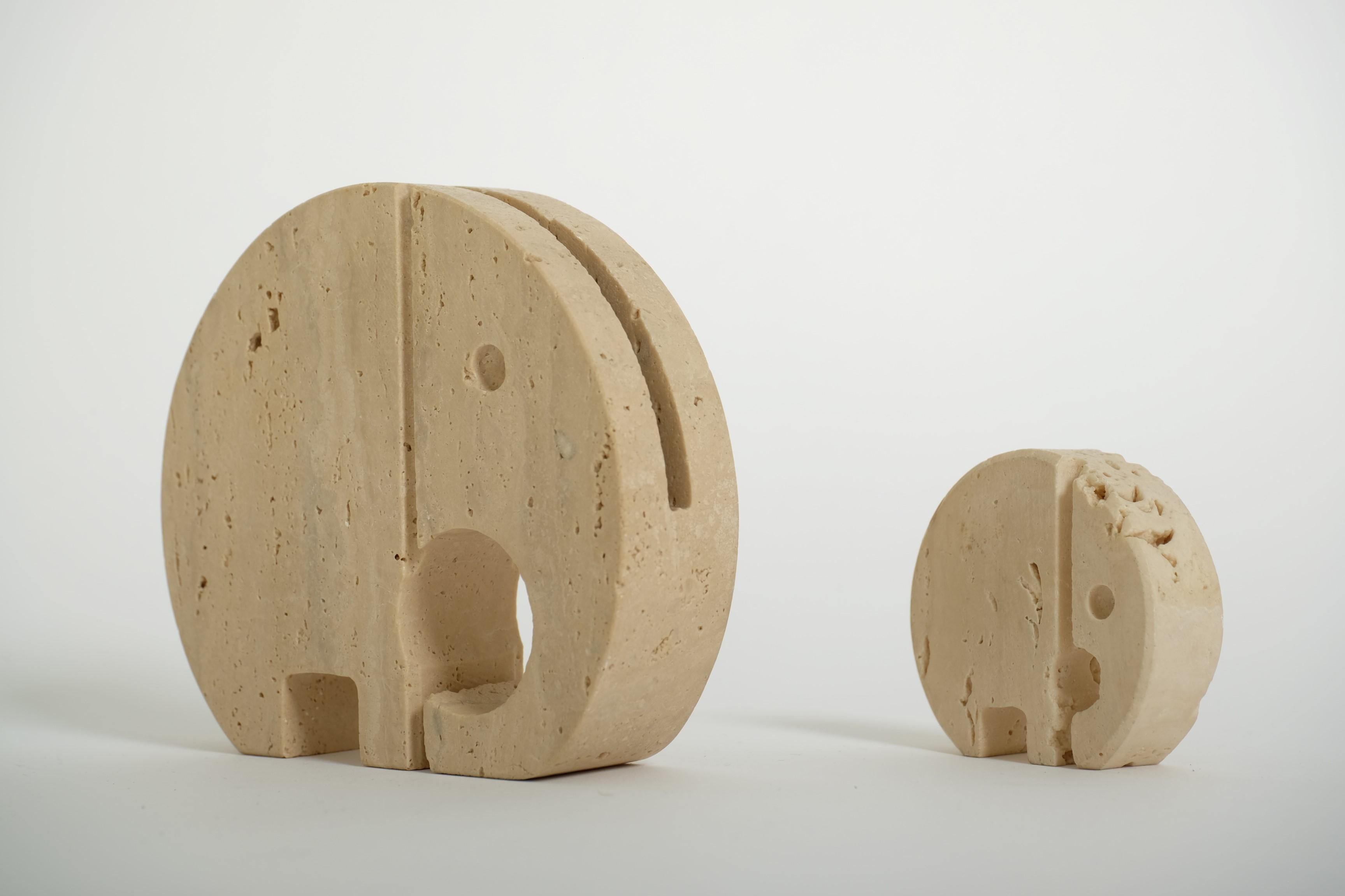 Set Of Two Travertine Elephant Sculptures Desk Organizer by Fratelli Mannelli im Angebot 5