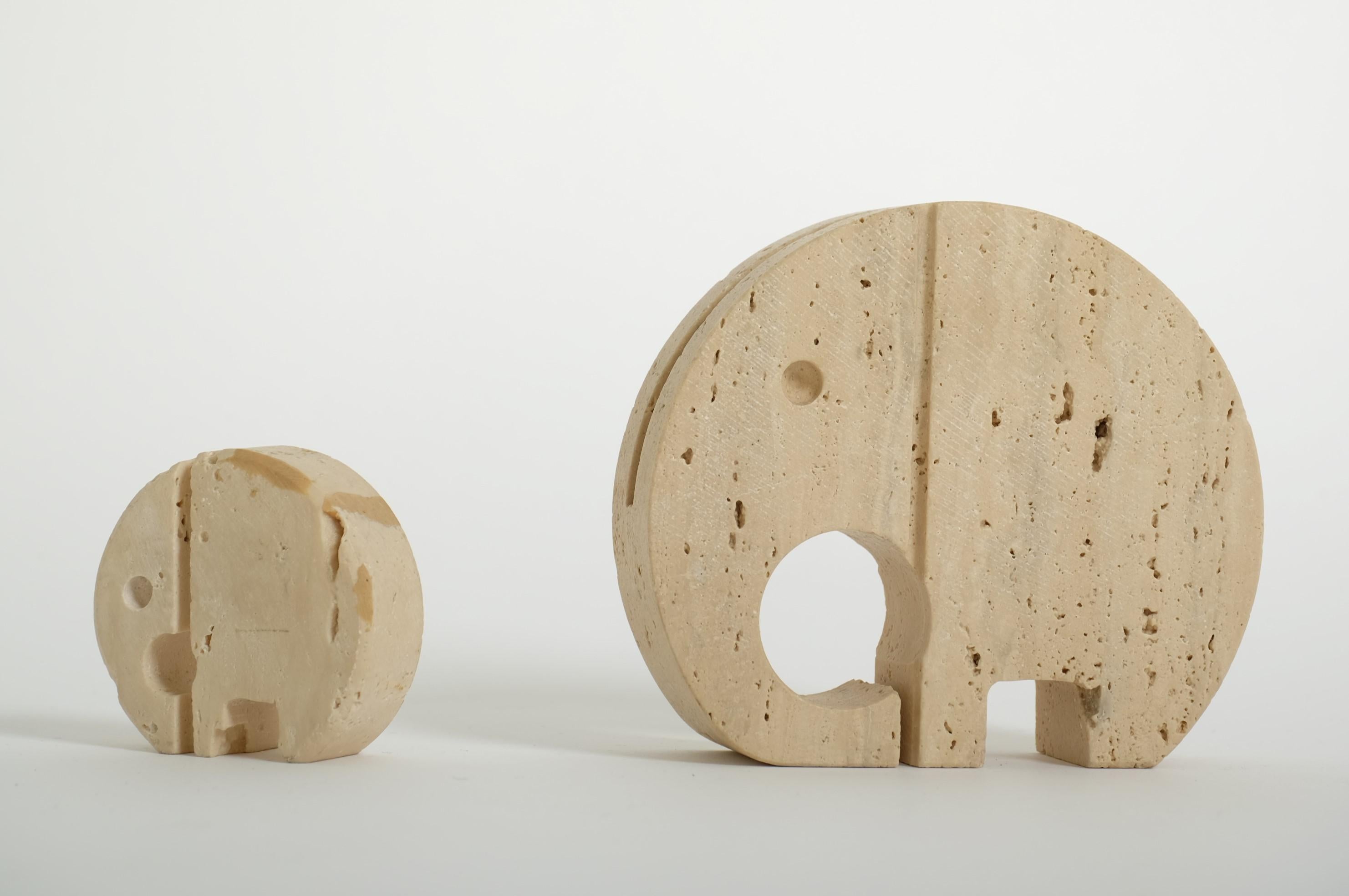Set Of Two Travertine Elephant Sculptures Desk Organizer by Fratelli Mannelli im Angebot 6