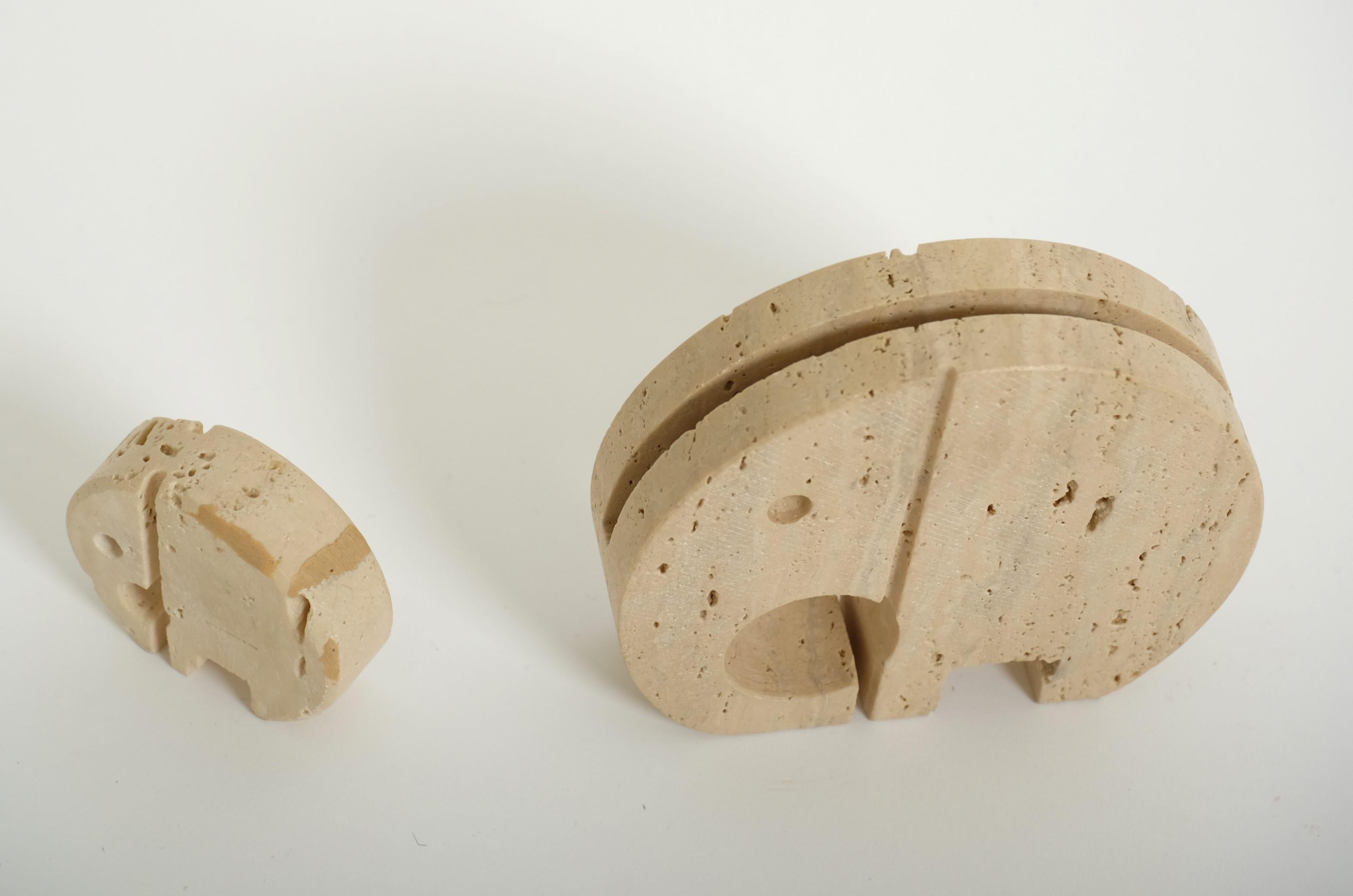 Set Of Two Travertine Elephant Sculptures Desk Organizer by Fratelli Mannelli im Angebot 7
