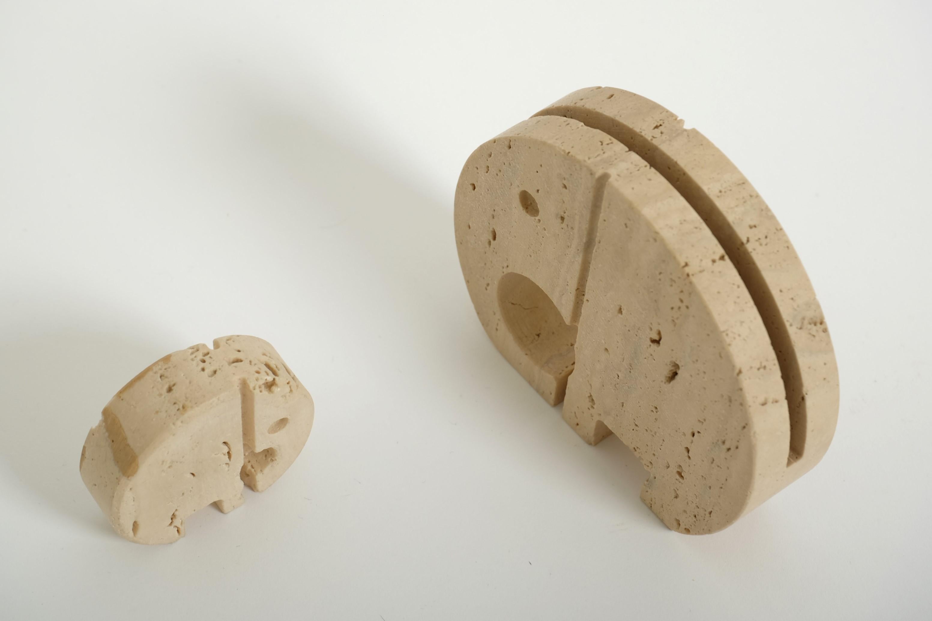 Set Of Two Travertine Elephant Sculptures Desk Organizer by Fratelli Mannelli im Angebot 8