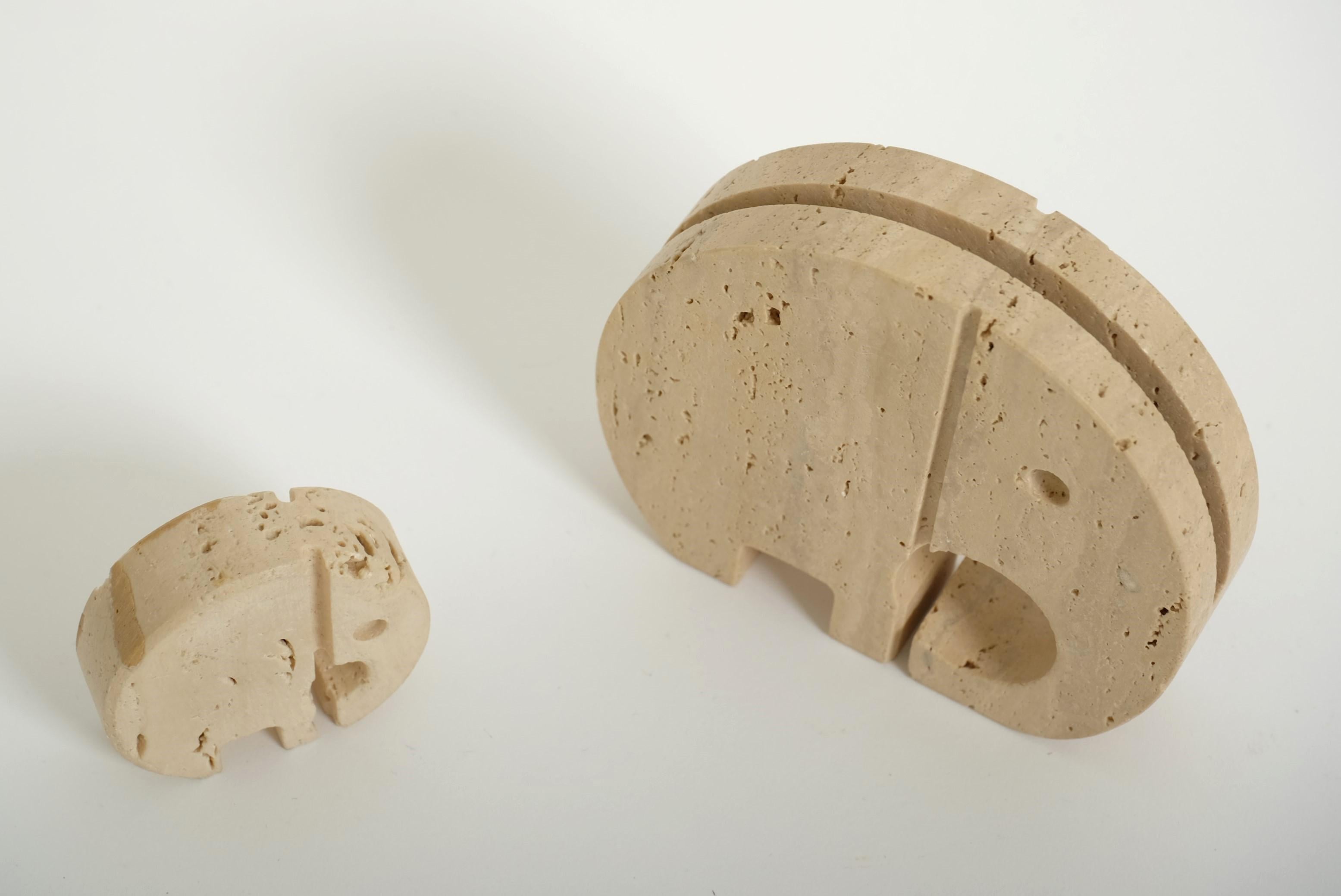 Set Of Two Travertine Elephant Sculptures Desk Organizer by Fratelli Mannelli im Angebot 9