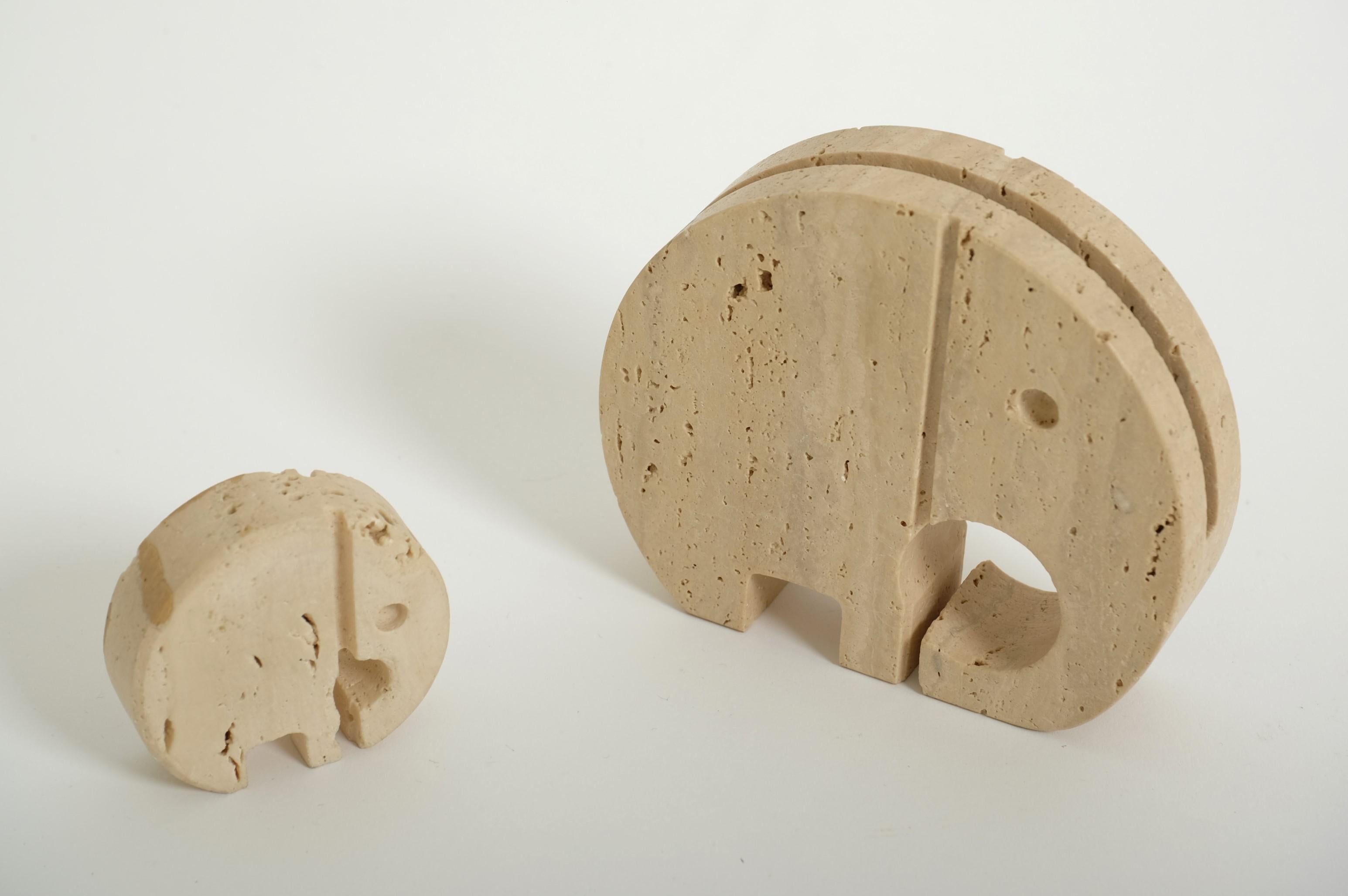 Set Of Two Travertine Elephant Sculptures Desk Organizer by Fratelli Mannelli im Angebot 10