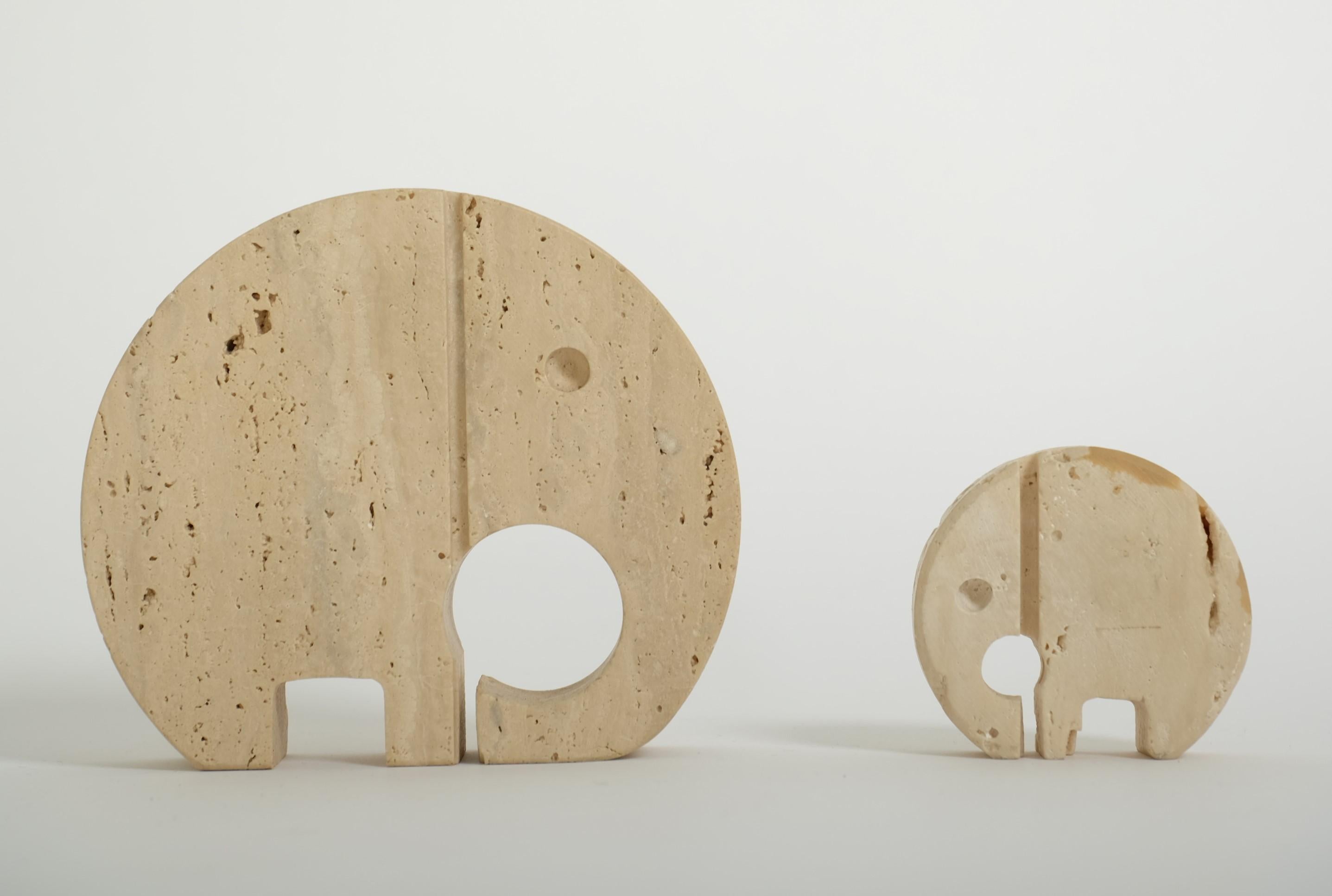 Set Of Two Travertine Elephant Sculptures Desk Organizer by Fratelli Mannelli im Angebot 2