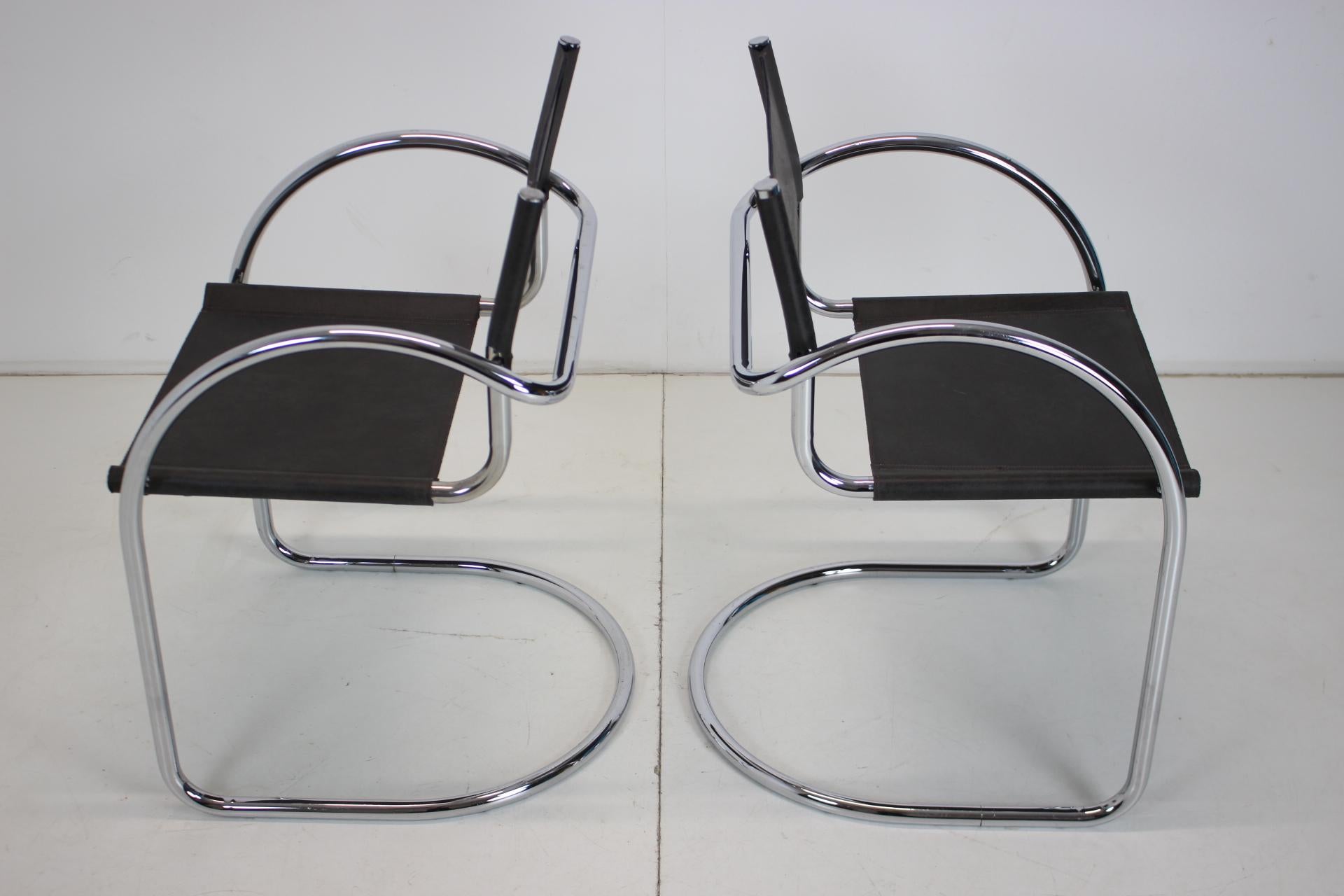 Set of Two Tubular Chrome Armchairs, 1970's 8