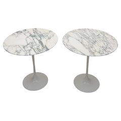 Set of Two "TULIP" Marble Top Saarinen Side Tables for Knoll, 1970s