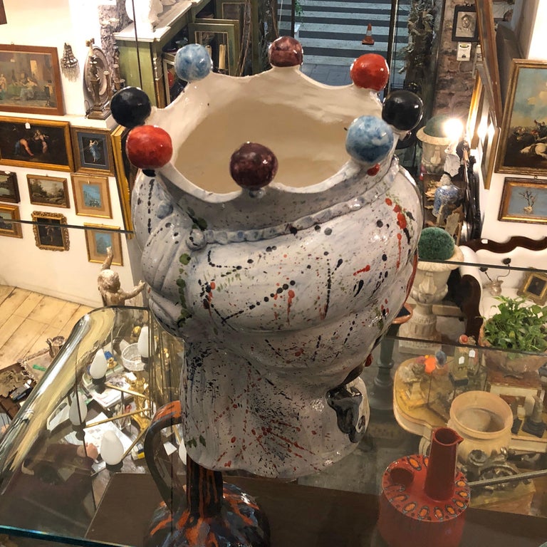 Set of Two Unique Hand Painted Ceramic Sicilian Head Vases at 1stDibs