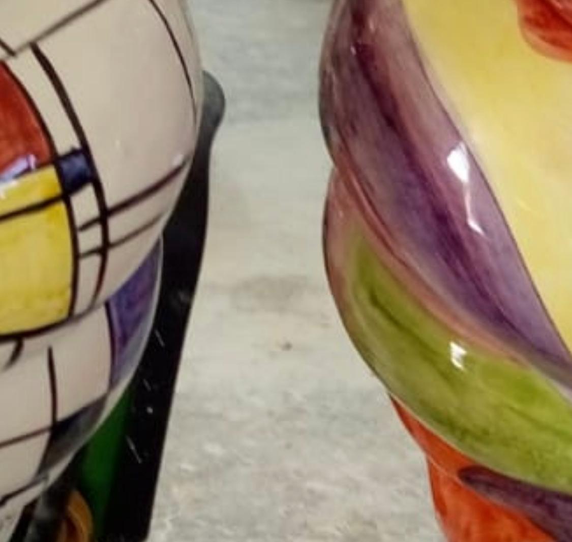 Contemporary Set of Two Unique Pieces Ceramic Sicilian Moro's Head Vases in Pop Art Style