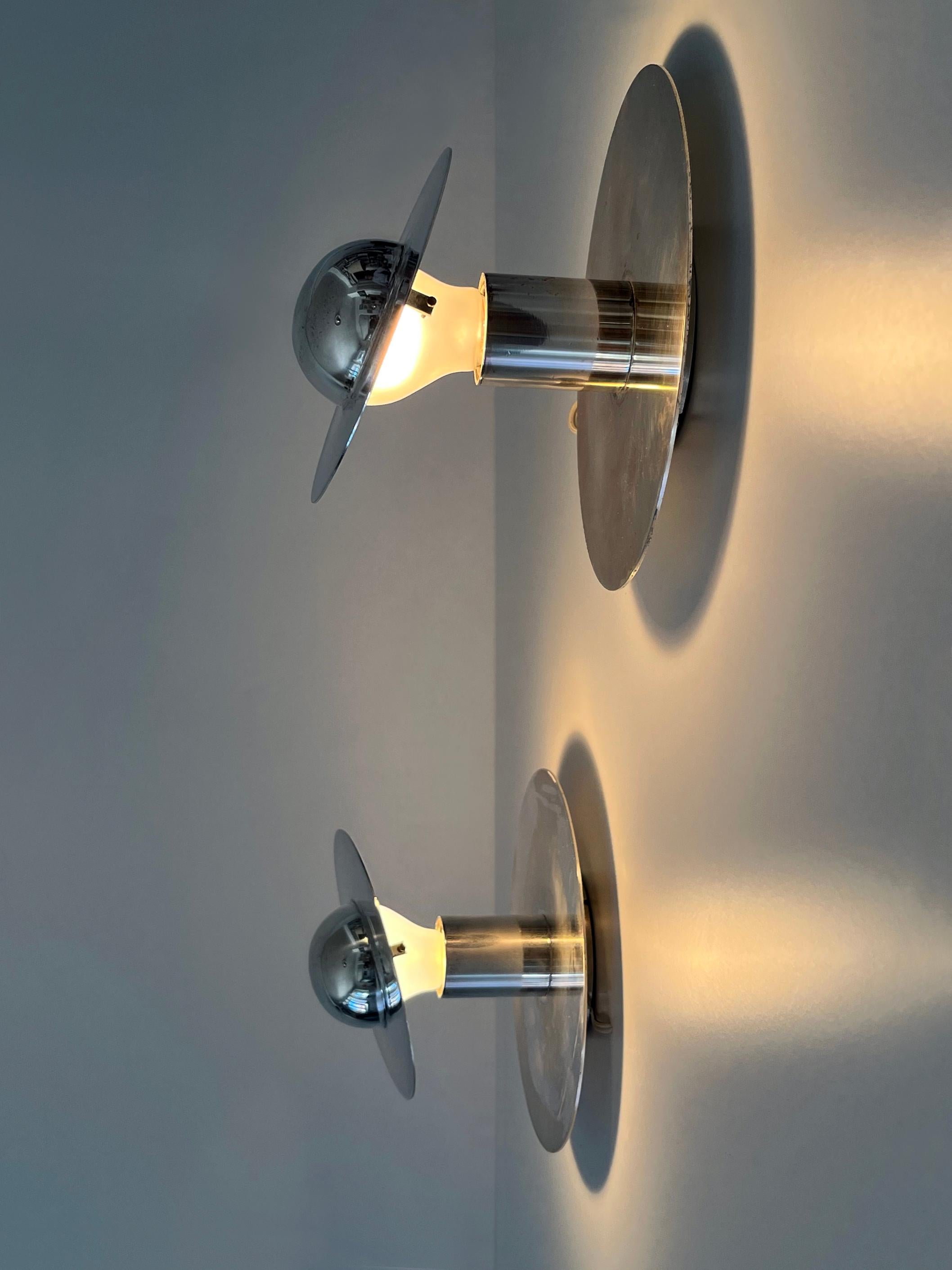 Set of Two Unique Silver-Plated Brass Flush Mounts or Sconces Germany 1970s In Good Condition For Sale In Munich, DE