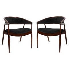 Ensemble de deux fauteuils uniques en velours noir vintage B-3300, Pologne, années 1960