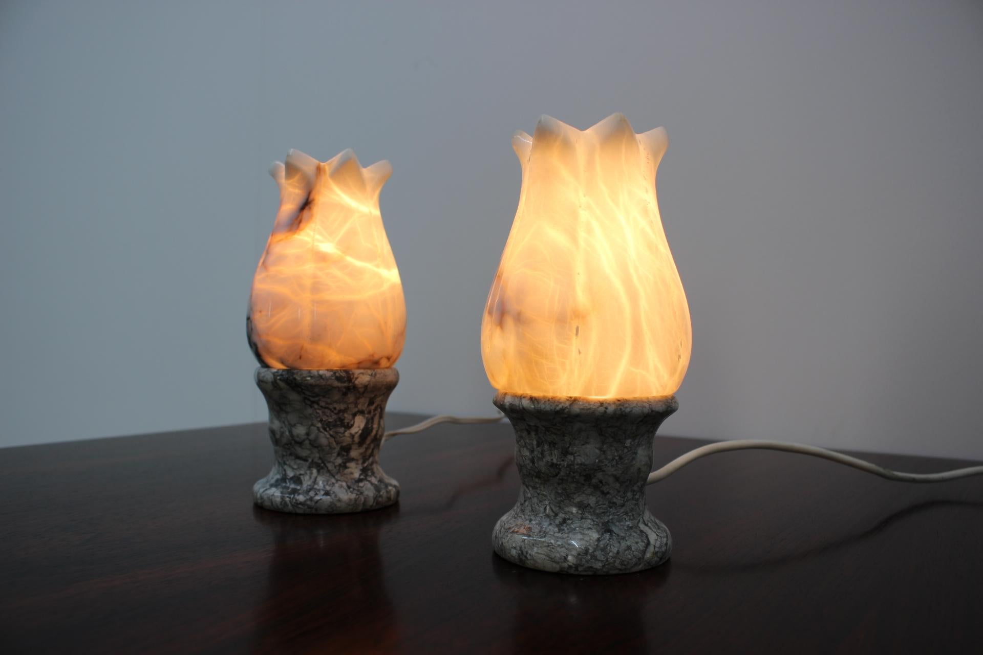 Set of Two Unusual Stone Table Lamps, 1960s 1