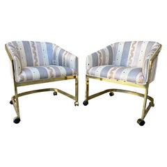 Ensemble de deux fauteuils club en laiton tapissés, par Milo Baughman pour DIA. Circa 1970