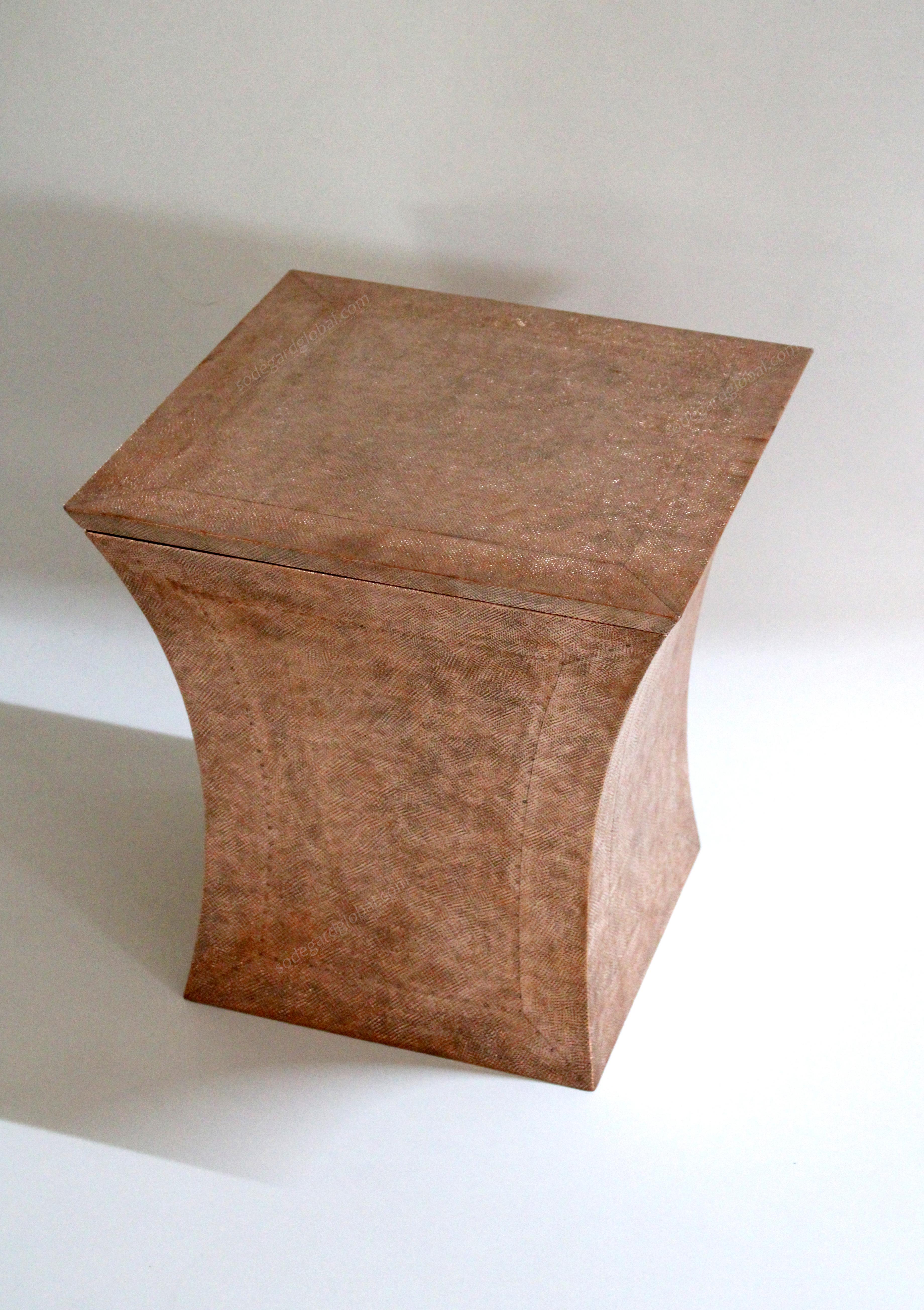 Set of Two Vaisseau Side Tables in Copper Clad Over Wood by Paul Mathieu For Sale 3