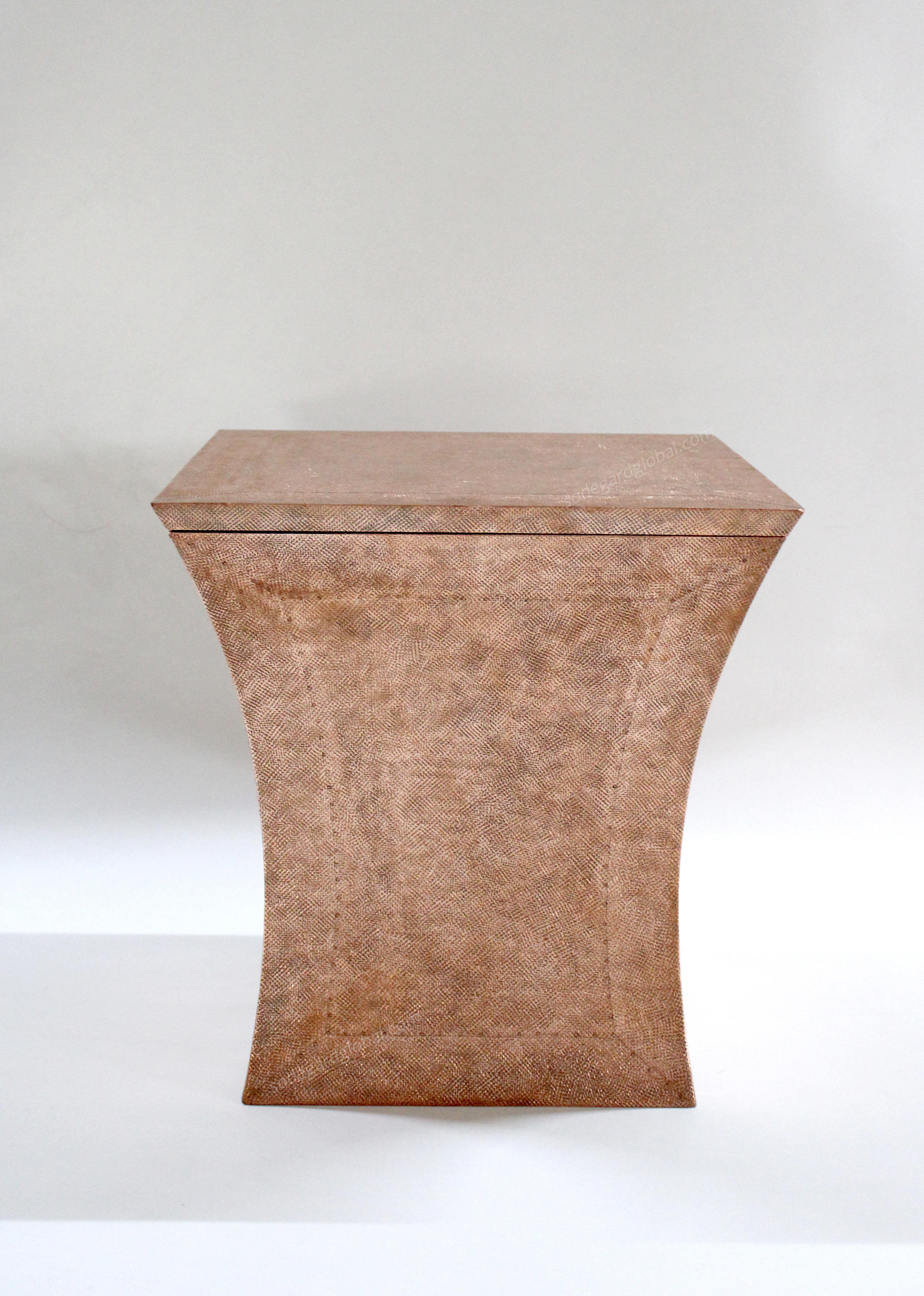 Set of Two Vaisseau Side Tables in Copper Clad Over Wood by Paul Mathieu For Sale 5