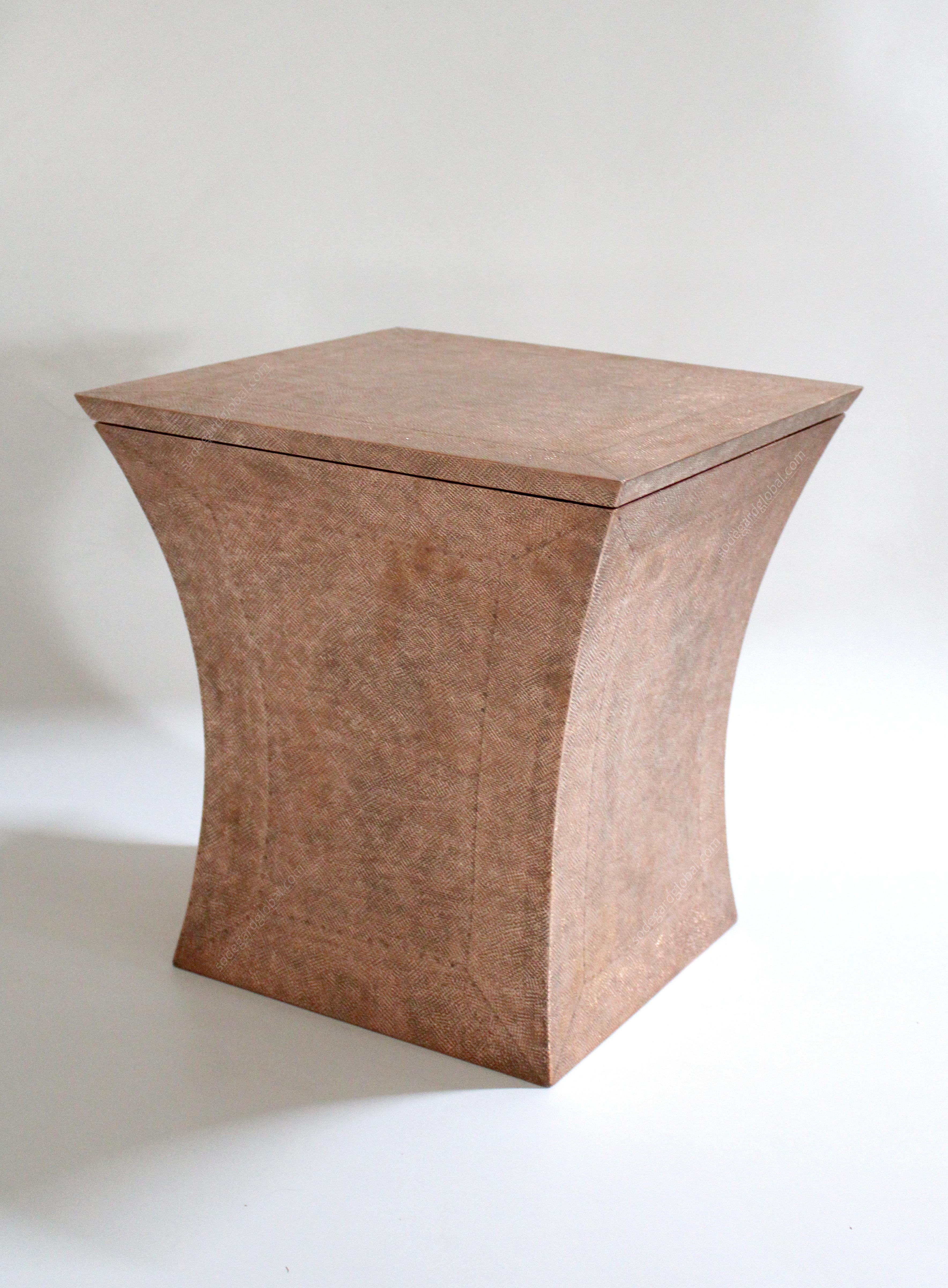 Other Set of Two Vaisseau Side Tables in Copper Clad Over Wood by Paul Mathieu For Sale