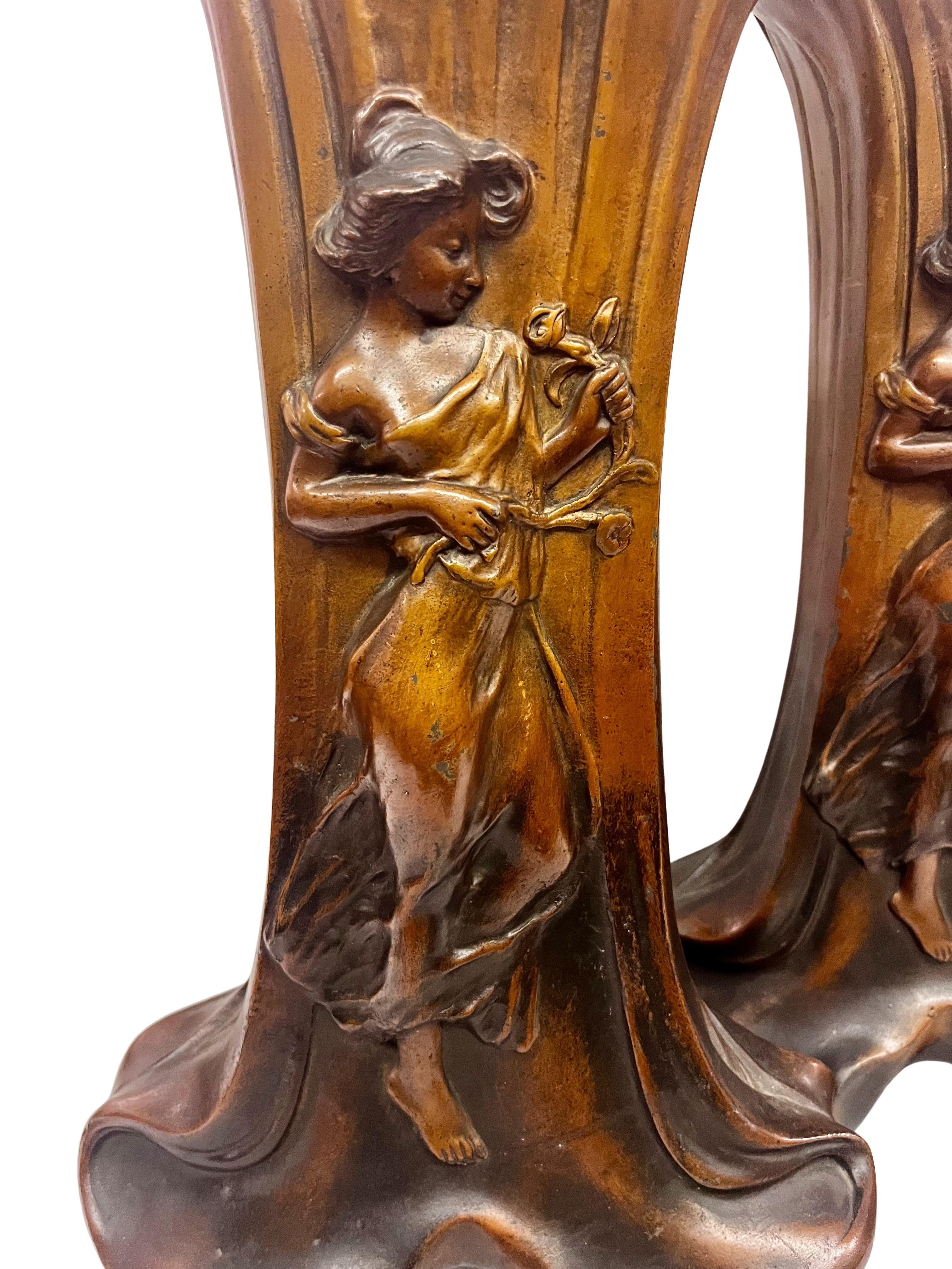 Set di due vasi, ottica jardiniere in bronzo, Jugendstil Art Nouveau, Francia, 1900 in vendita 6