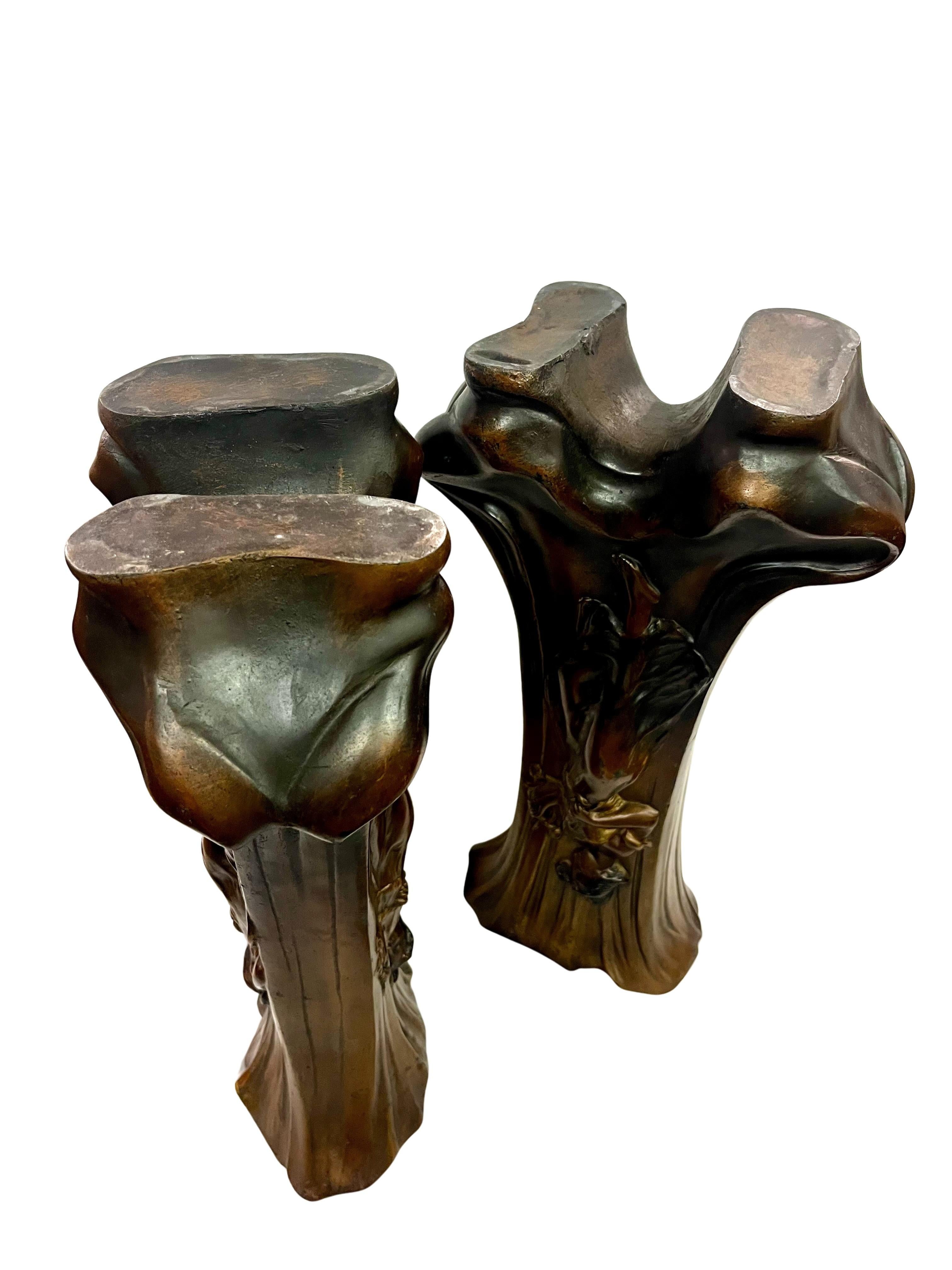 Set di due vasi, ottica jardiniere in bronzo, Jugendstil Art Nouveau, Francia, 1900 in vendita 9