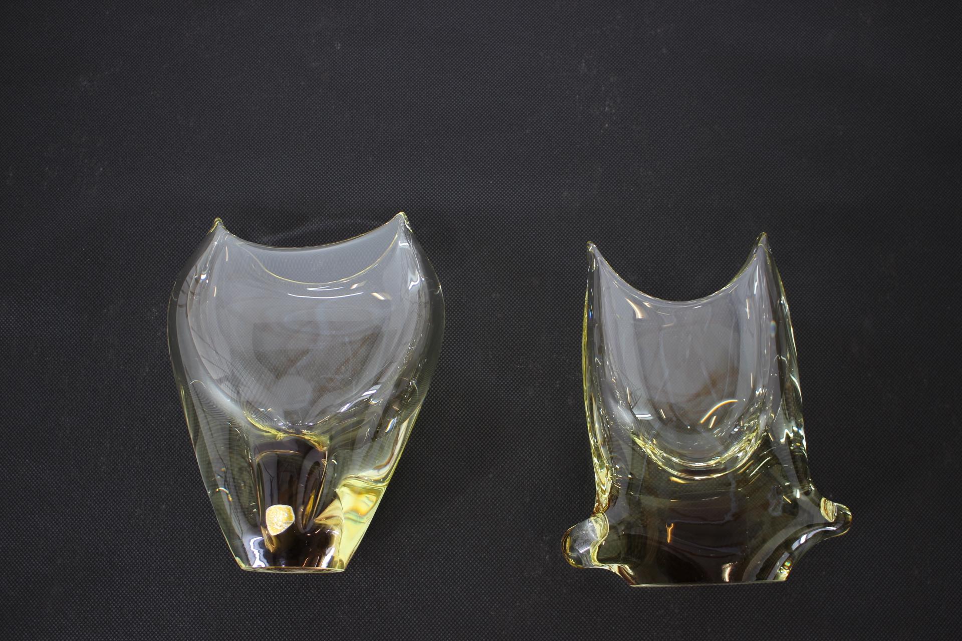 Mid-Century Modern Set of Two Vases/Železnobrodské Sklo, 1960s For Sale