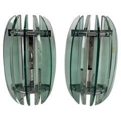 Set di due lampade da parete in vetro di Murano "Veca", made in Italy, anni '70