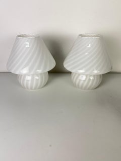 Set of two Venetian Murano Glass Bedside Lamps attributed to Venini, 1960s