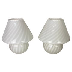 Set of two Venetian Murano Glass Bedside Lamps attributed to Venini, 1960s
