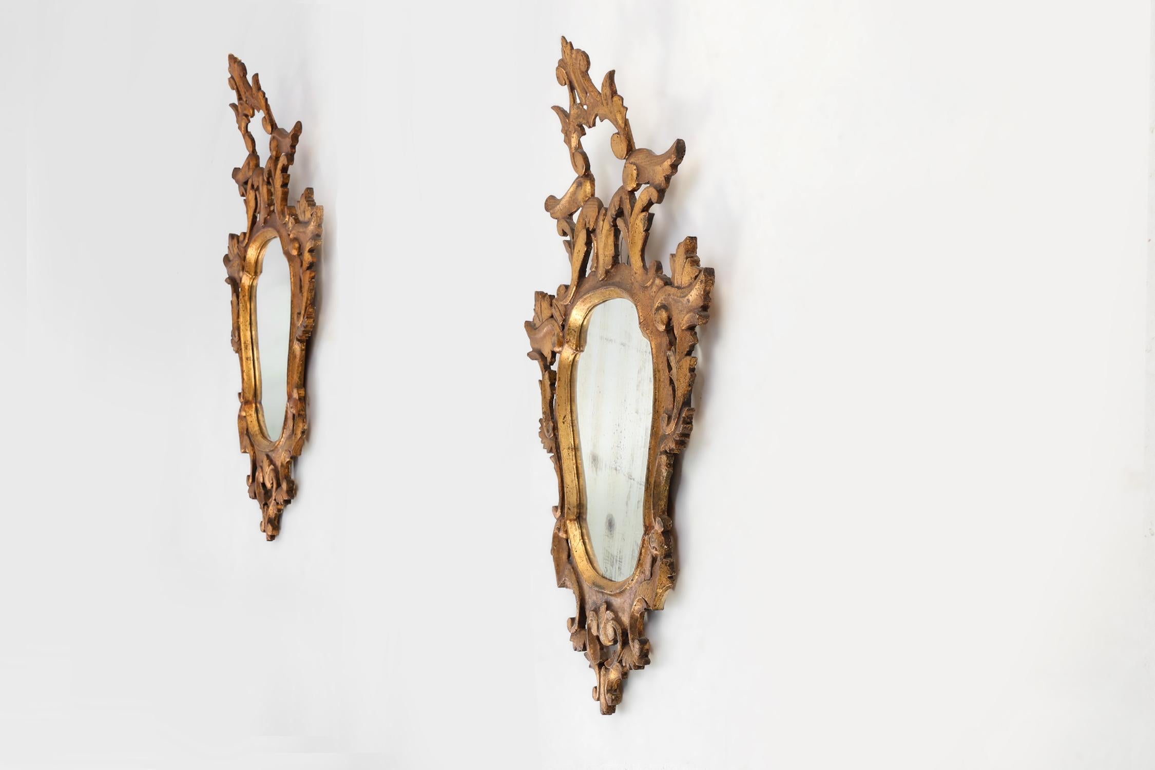 Mirror Set of two Venetian Rococo giltwood mirrors, ca. 1850 Italy For Sale