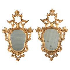 Set of two Venetian Rococo giltwood mirrors, ca. 1850 Italy