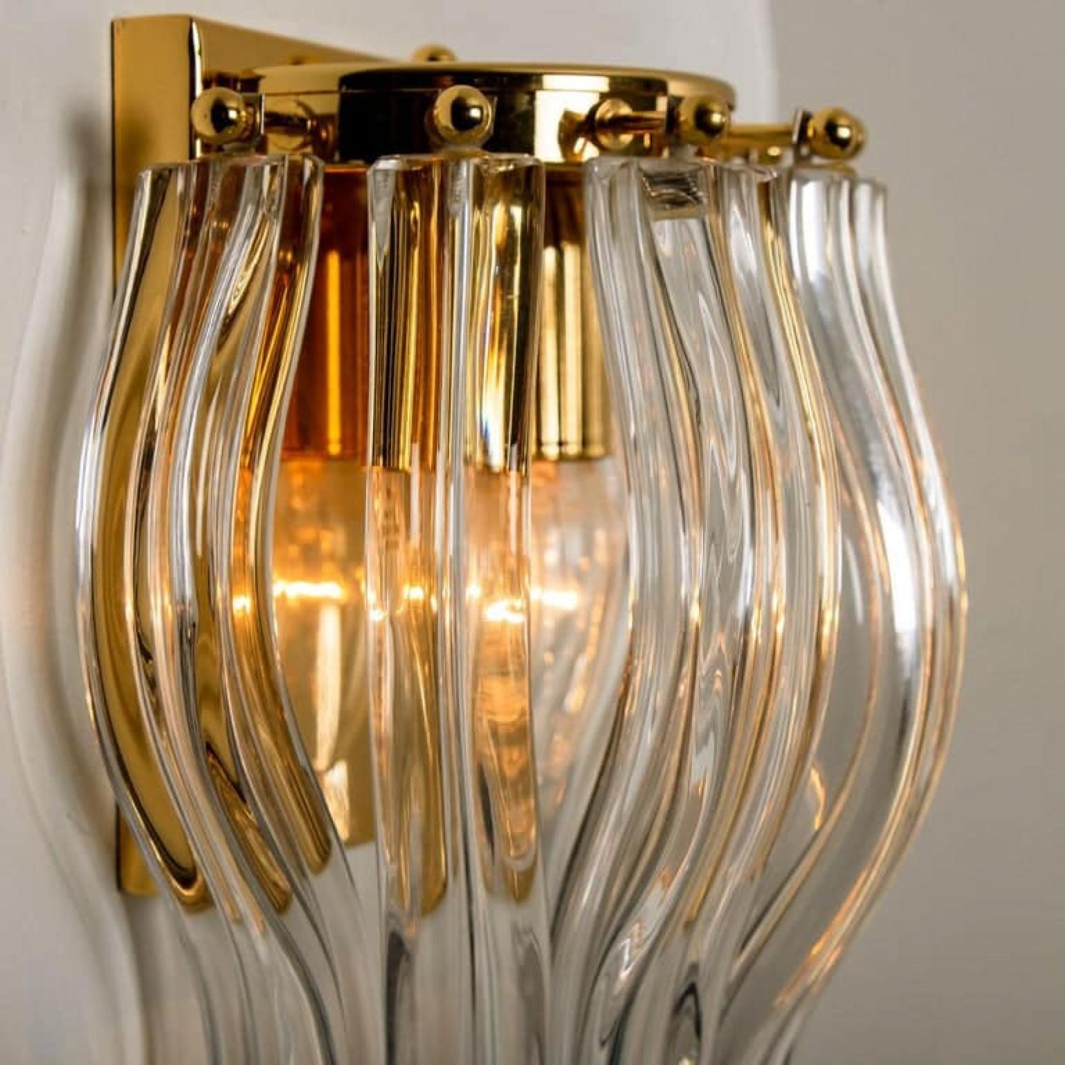 Set di due sconsigliere in vetro di Murano e ottone dorato in stile Venini, Italia in vendita 1