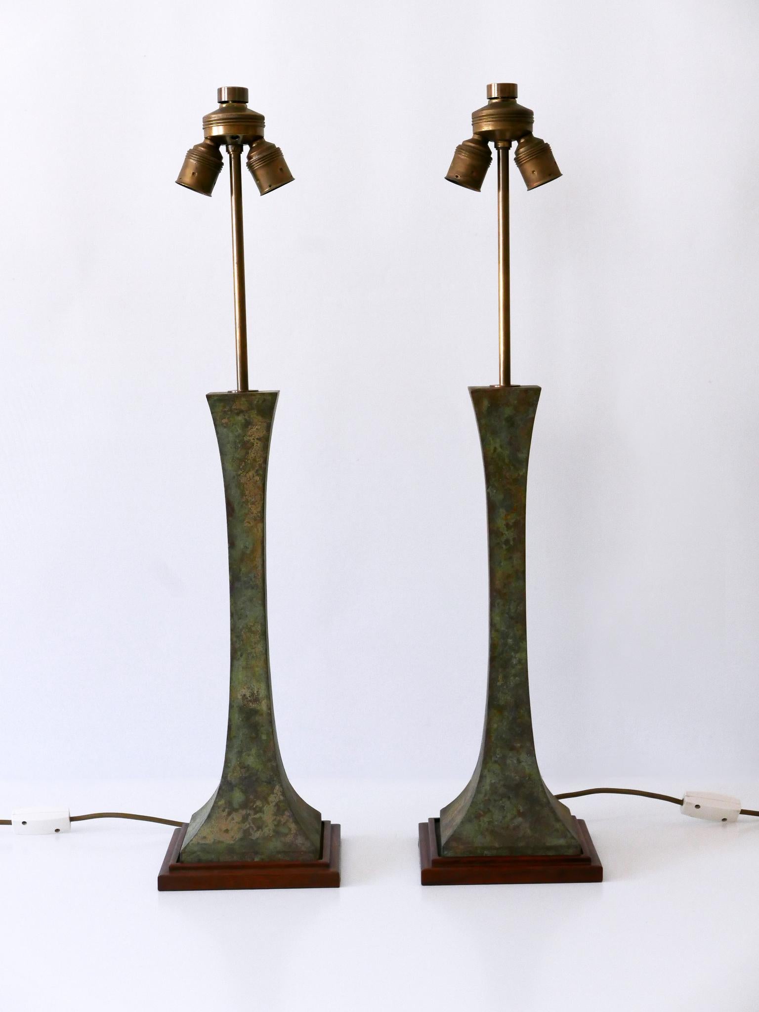Set of Two Verdigris Table Lamps by Stewart Ross James for Hansen Lighting 1960s 2