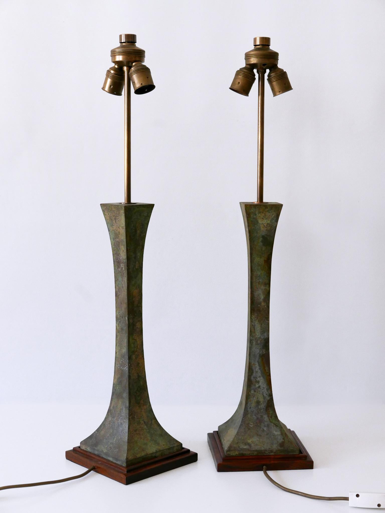 Set of Two Verdigris Table Lamps by Stewart Ross James for Hansen Lighting 1960s 3