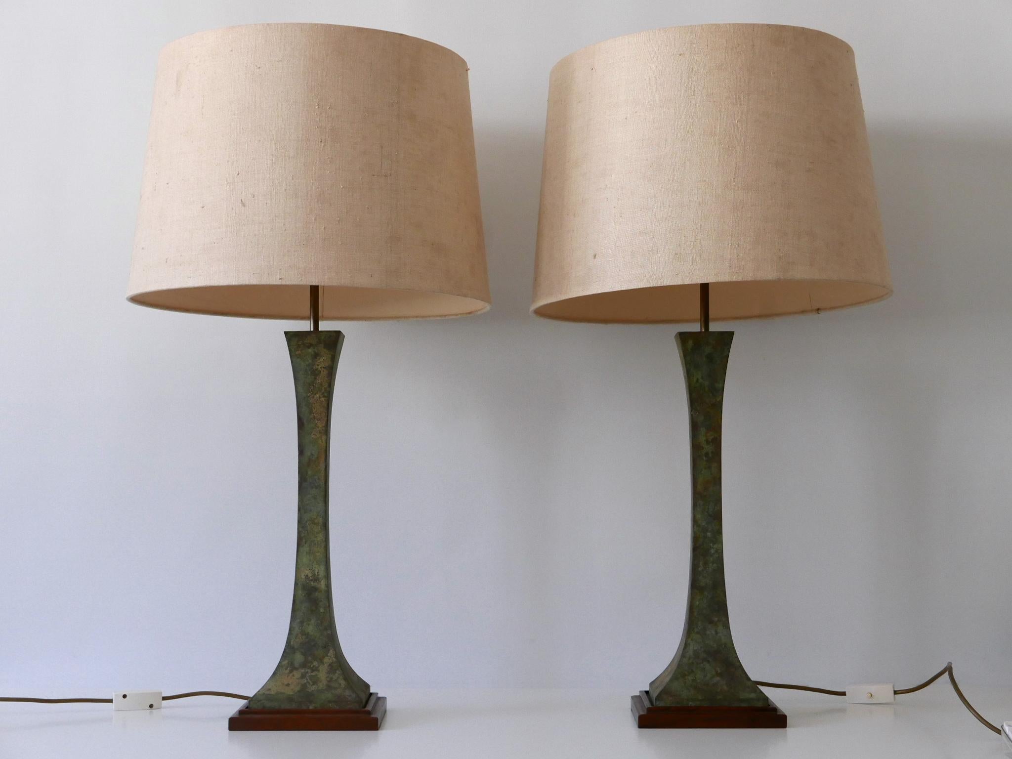 Mid-Century Modern Set of Two Verdigris Table Lamps by Stewart Ross James for Hansen Lighting 1960s