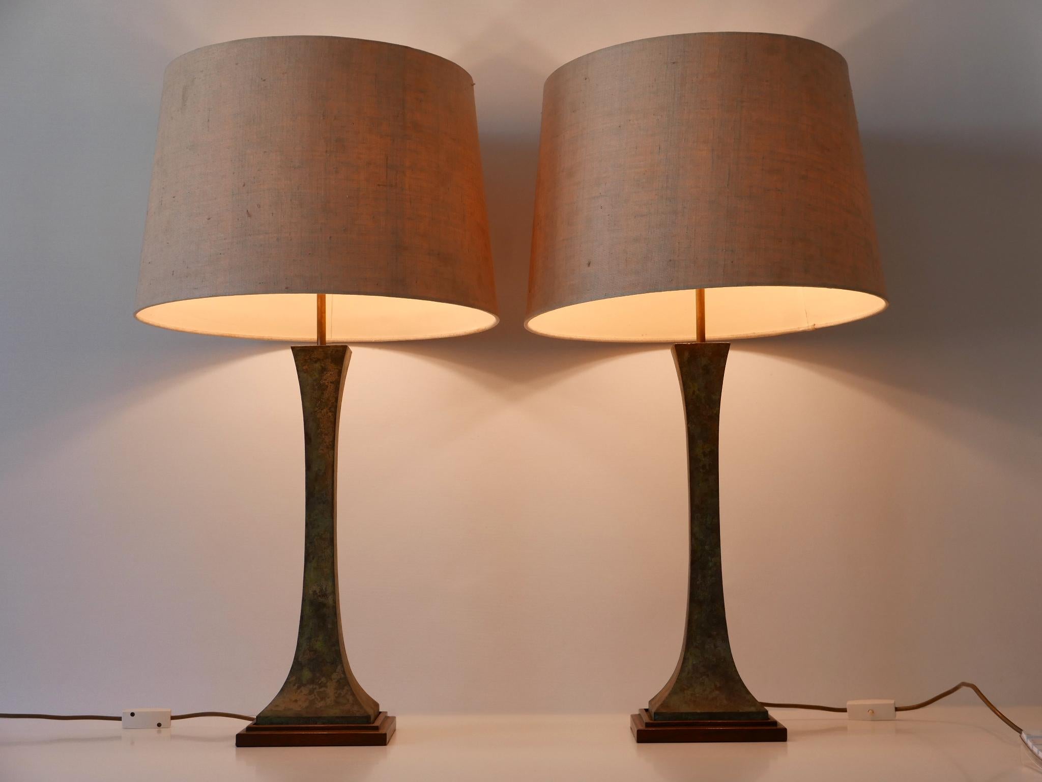 American Set of Two Verdigris Table Lamps by Stewart Ross James for Hansen Lighting 1960s