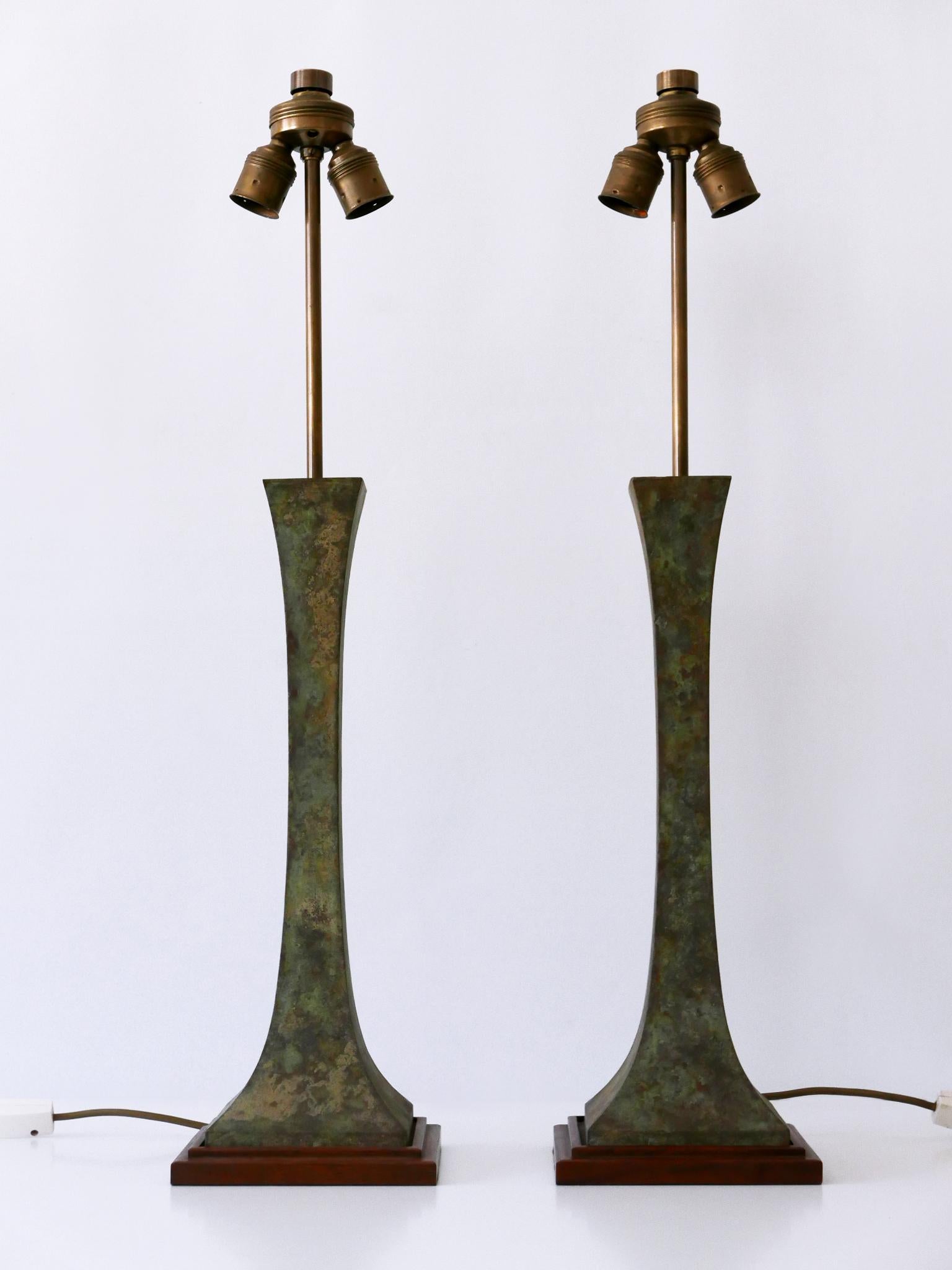 Set of Two Verdigris Table Lamps by Stewart Ross James for Hansen Lighting 1960s 1