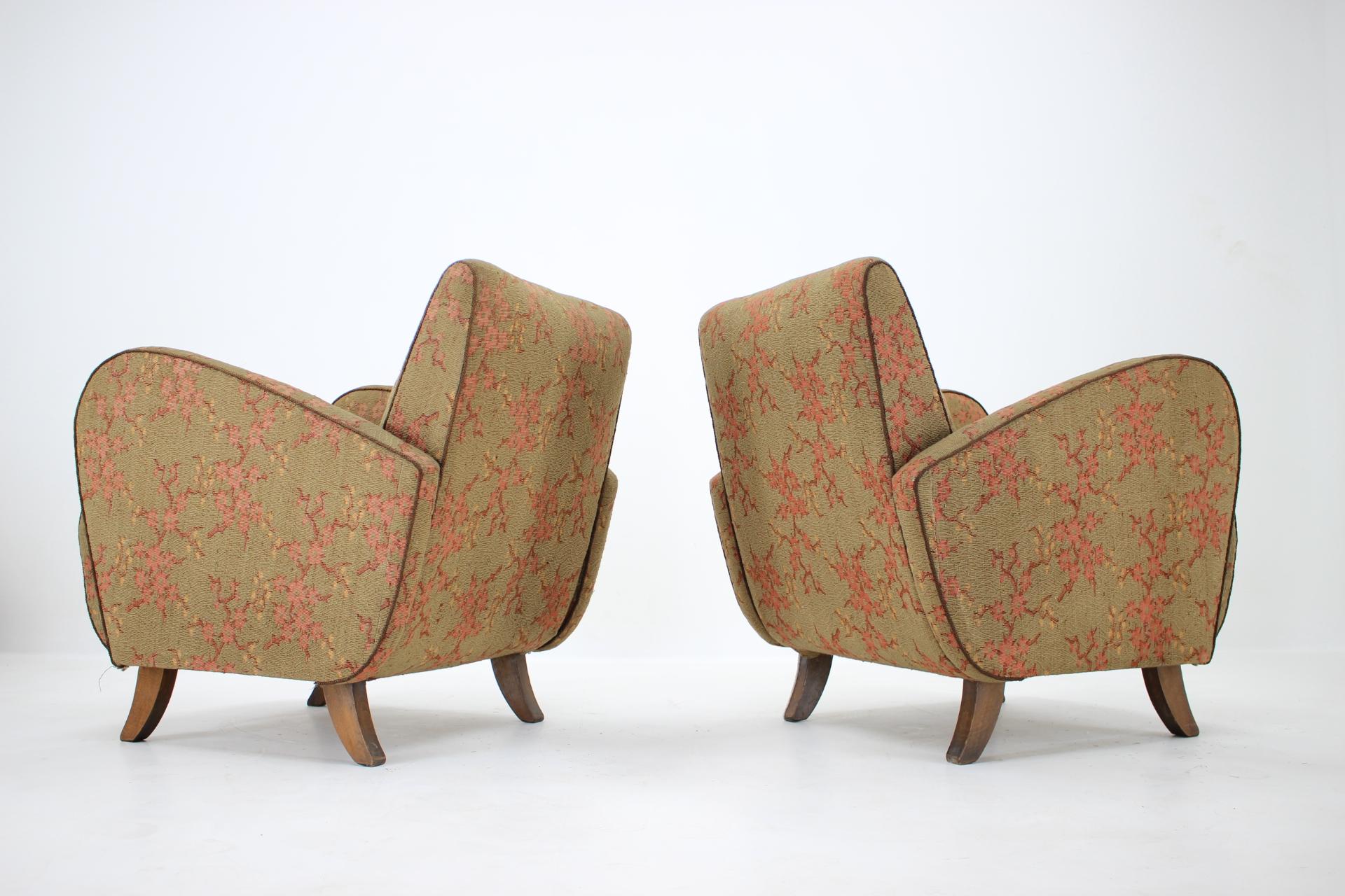 Set of Two Very Rare Art Deco Armchairs H-283 by Jindřich Halabala, 1930s In Good Condition In Praha, CZ
