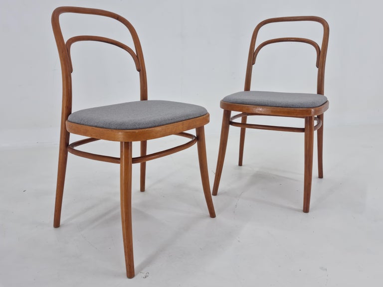 Fabric Set of Two Very Rare Bentwood Chairs, Antonín Šuman, 1960s For Sale