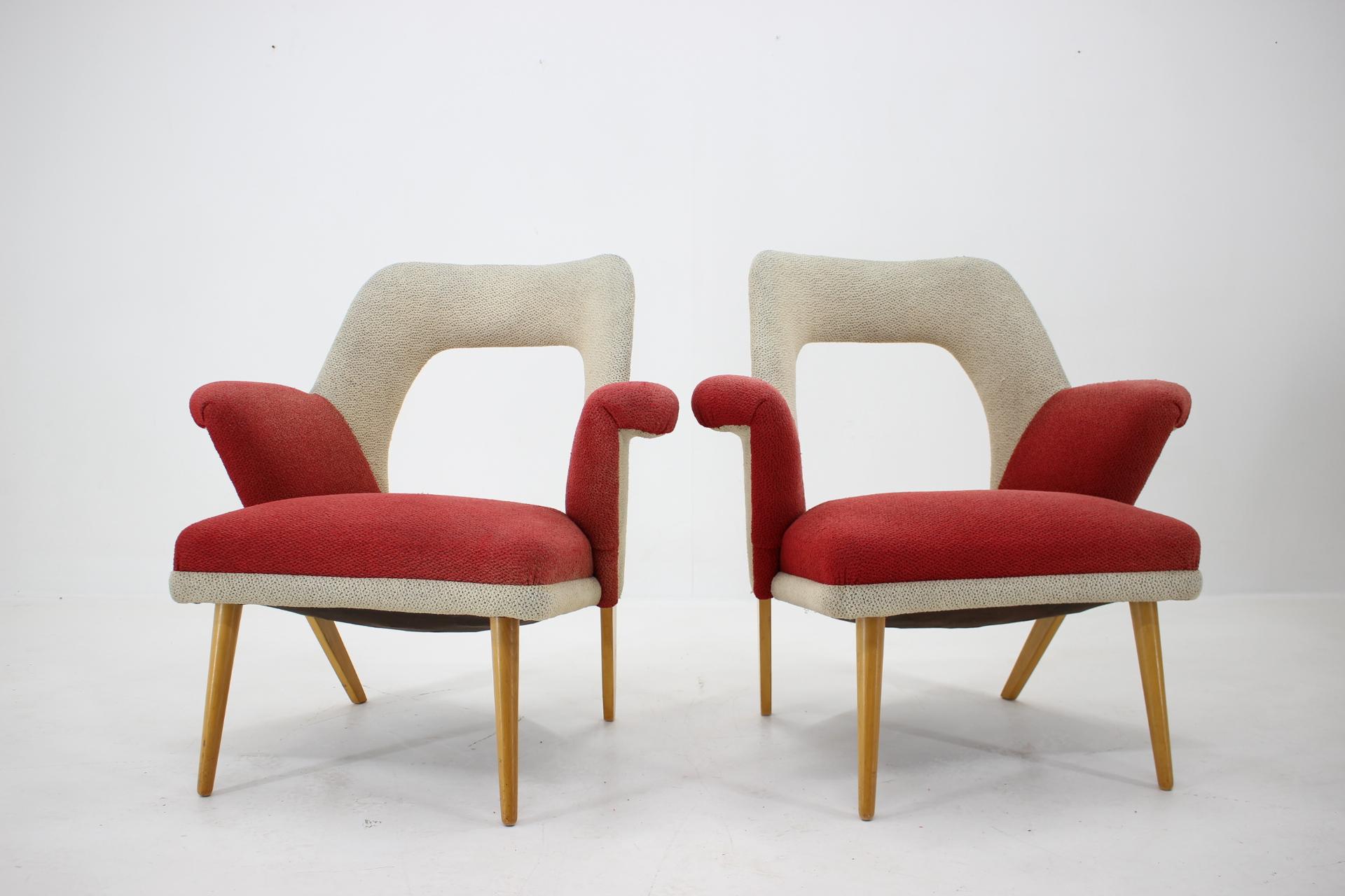 Mid-Century Modern Set of Two Very Rare Mid Century Armchairs, 1960s For Sale